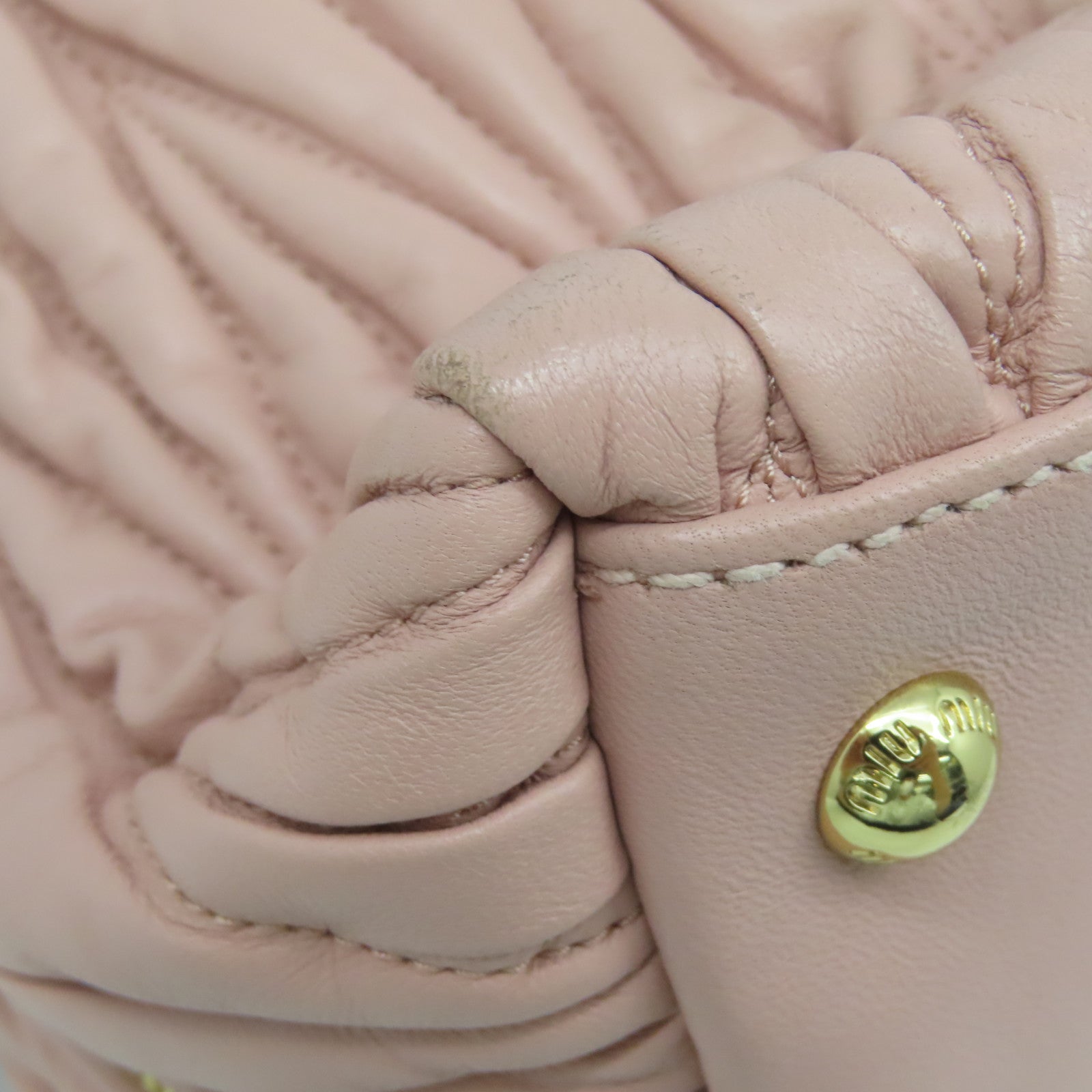 Miu Miu 牛皮皮革2 Way Shoulder金扣手挽肩背兩用袋粉紅色