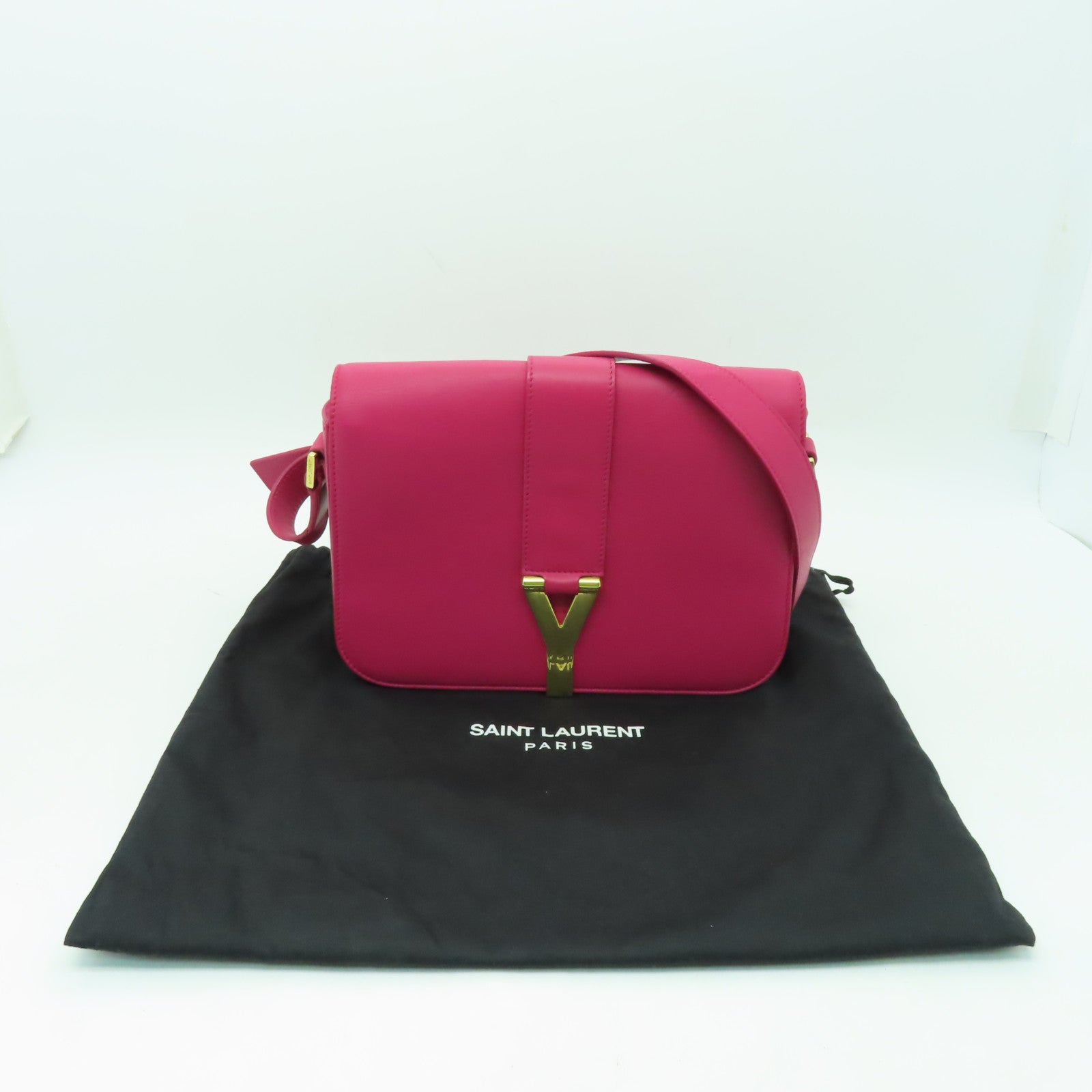 SAINT LAURENT 牛皮皮革Classic Y金扣肩背袋粉紅色