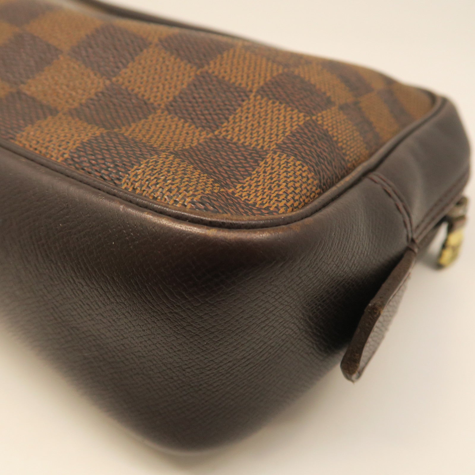 LOUIS VUITTON Damier Trousse Toilette Gold Buckle Handbag Brown