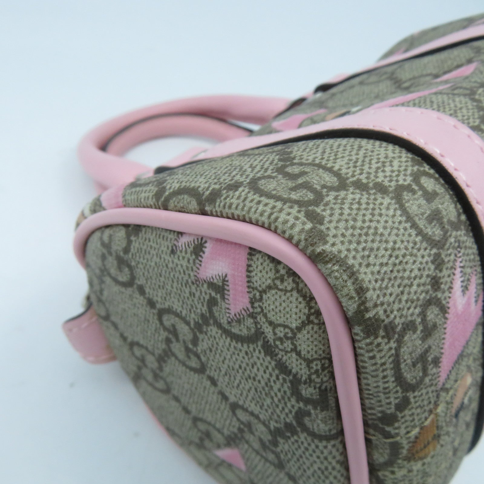 GUCCI 塗層帆布Boston Bag銀扣手挽袋粉紅色