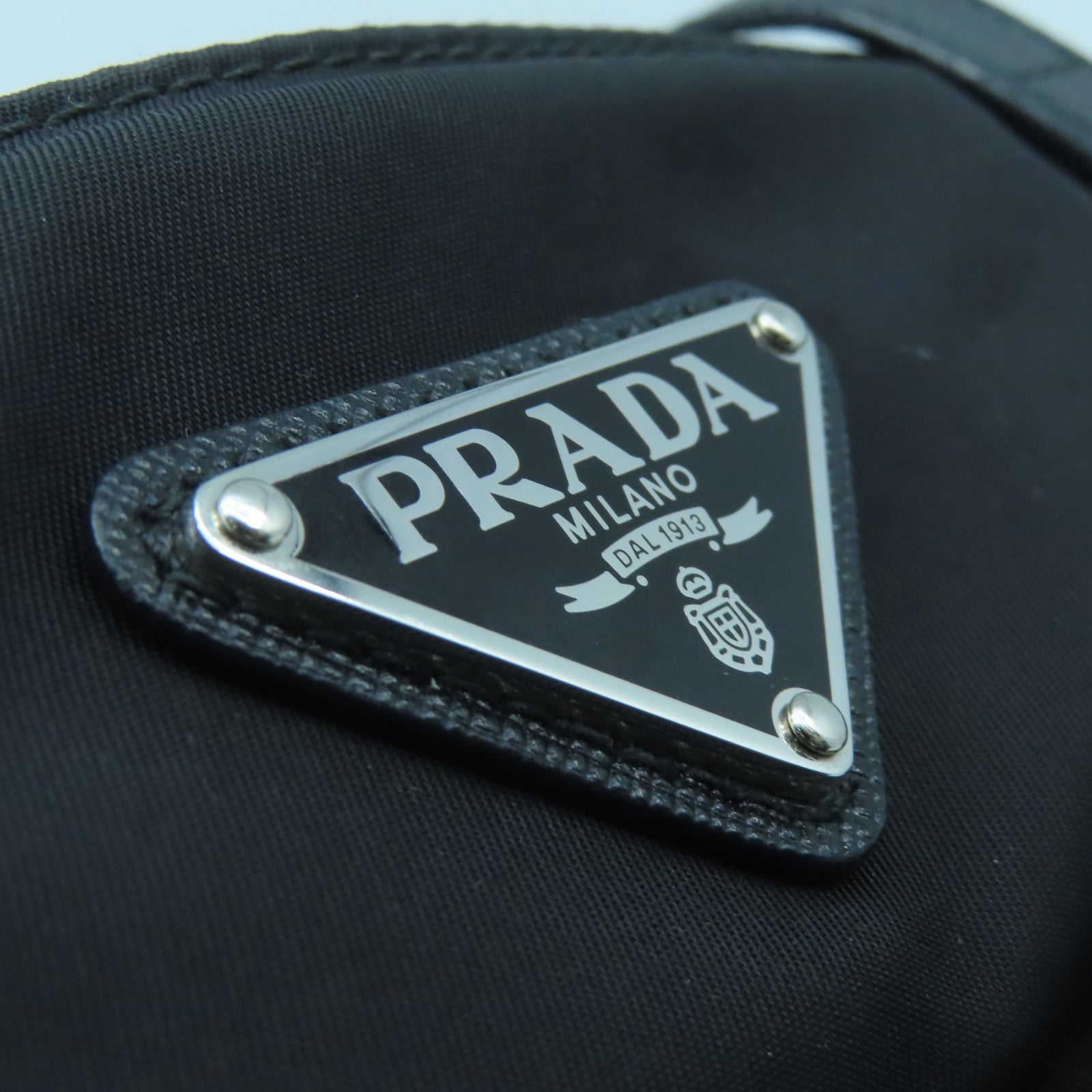 PRADA Nylon Shoulder Bag Silver Buckle Shoulder Bag Black
