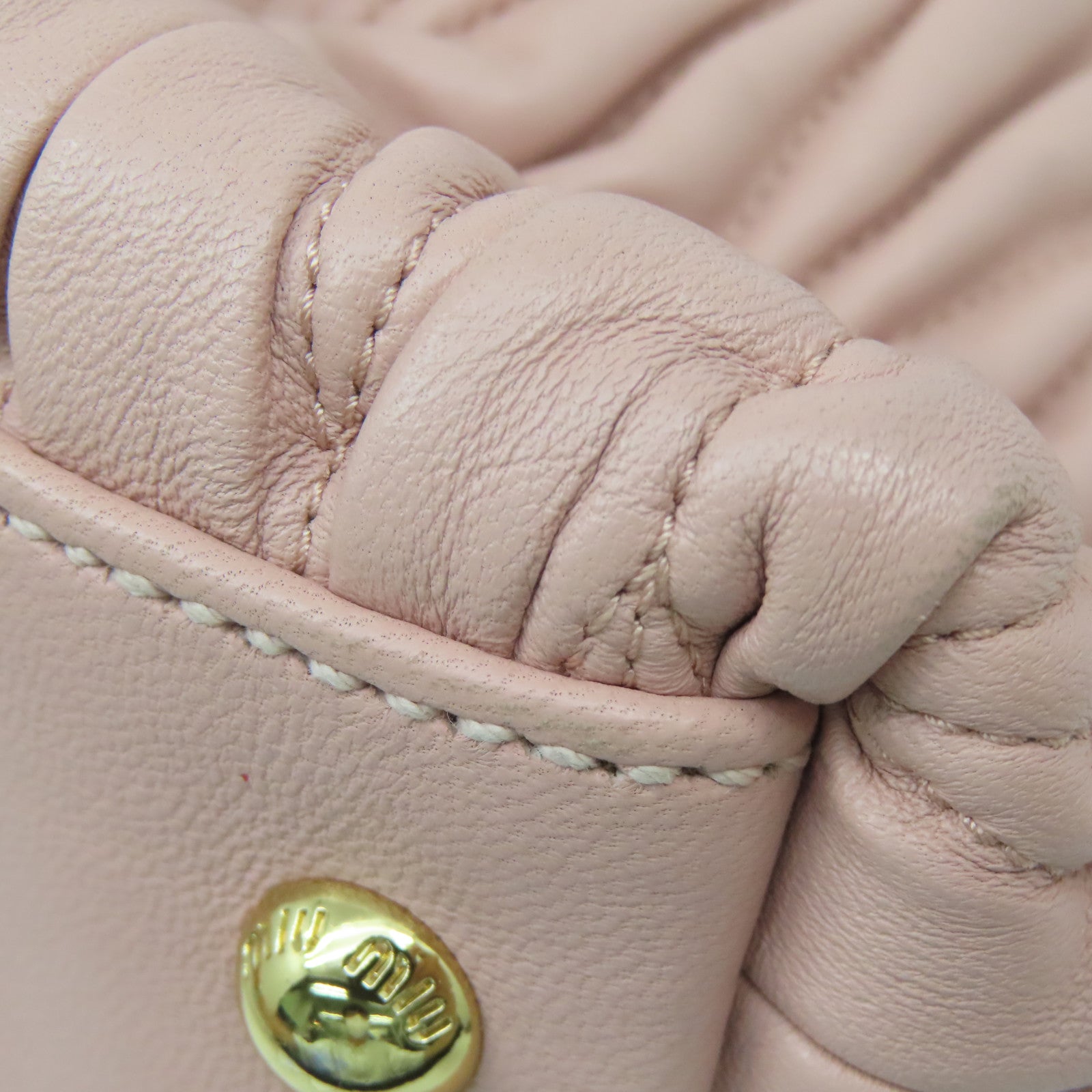 Miu Miu 牛皮皮革2 Way Shoulder金扣手挽肩背兩用袋粉紅色