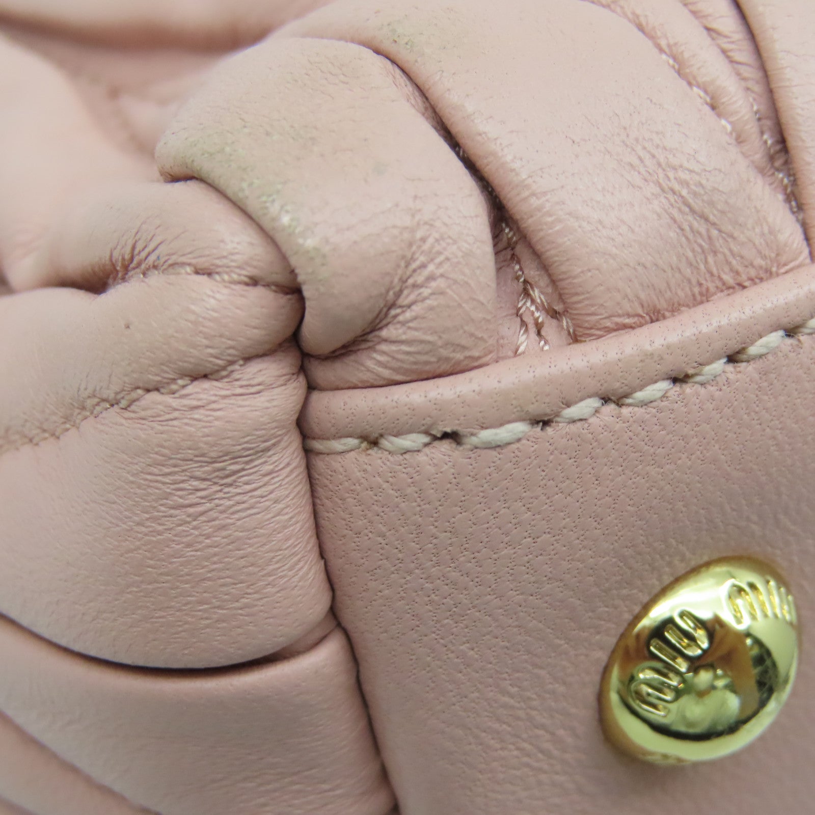 Miu Miu 牛皮皮革2 Way Shoulder金扣手挽肩背兩用袋粉紅色