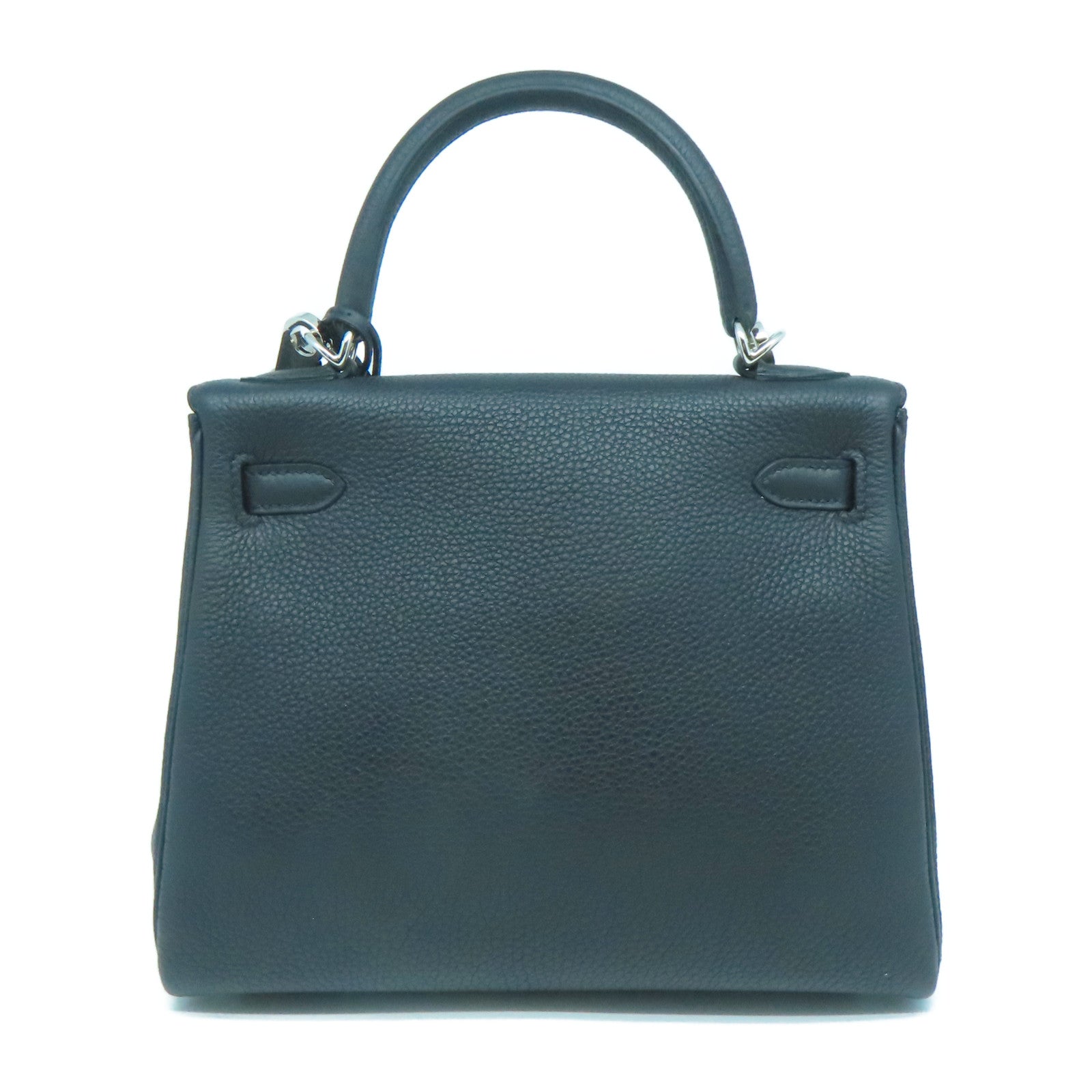 HERMES 【激減優惠】Clemence皮革Kelly 25銀扣手挽肩背兩用袋黑色