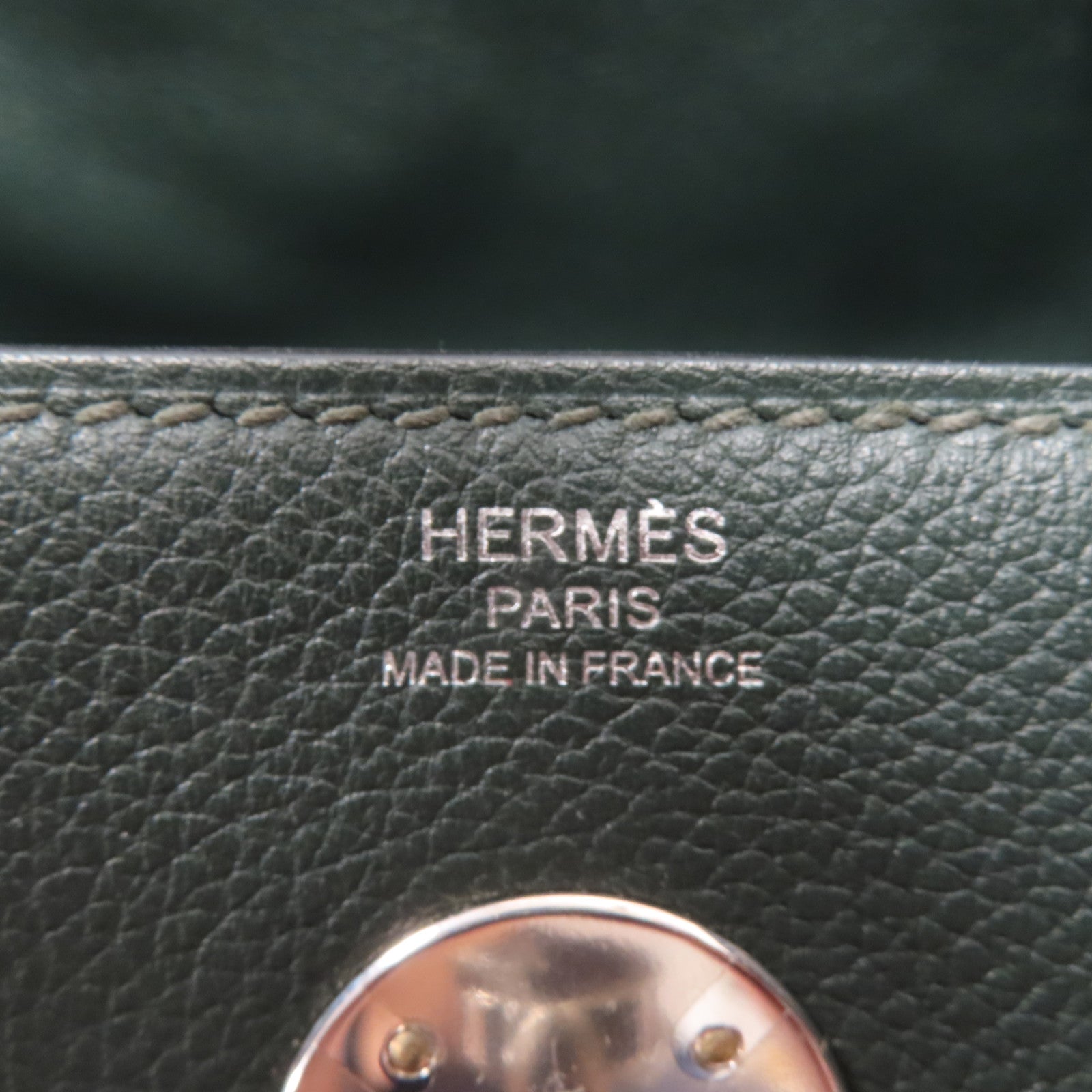 HERMES Evercolour皮革Lindy 26銀扣手挽肩背兩用袋杏仁綠色