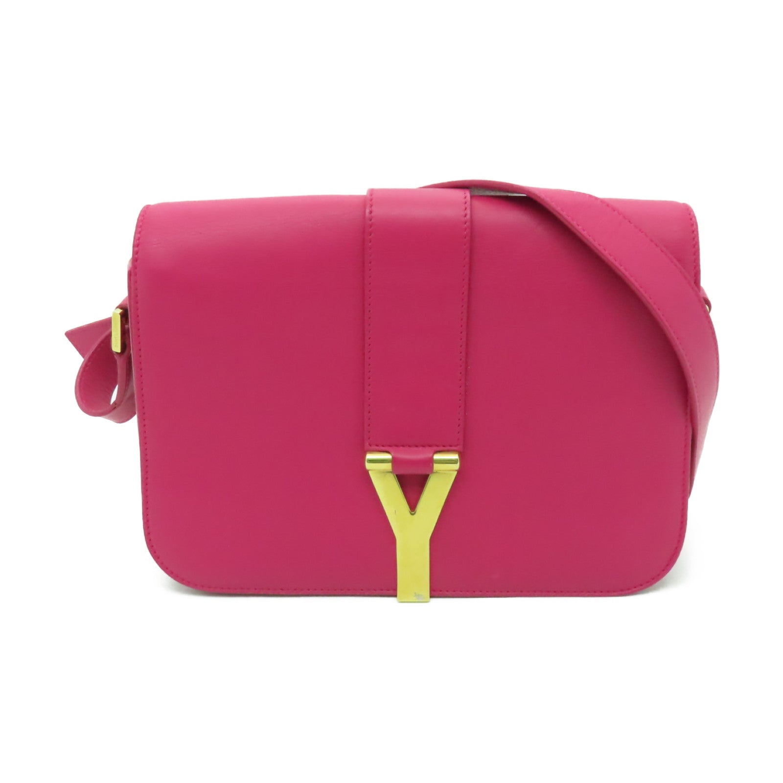 SAINT LAURENT 牛皮皮革Classic Y金扣肩背袋粉紅色