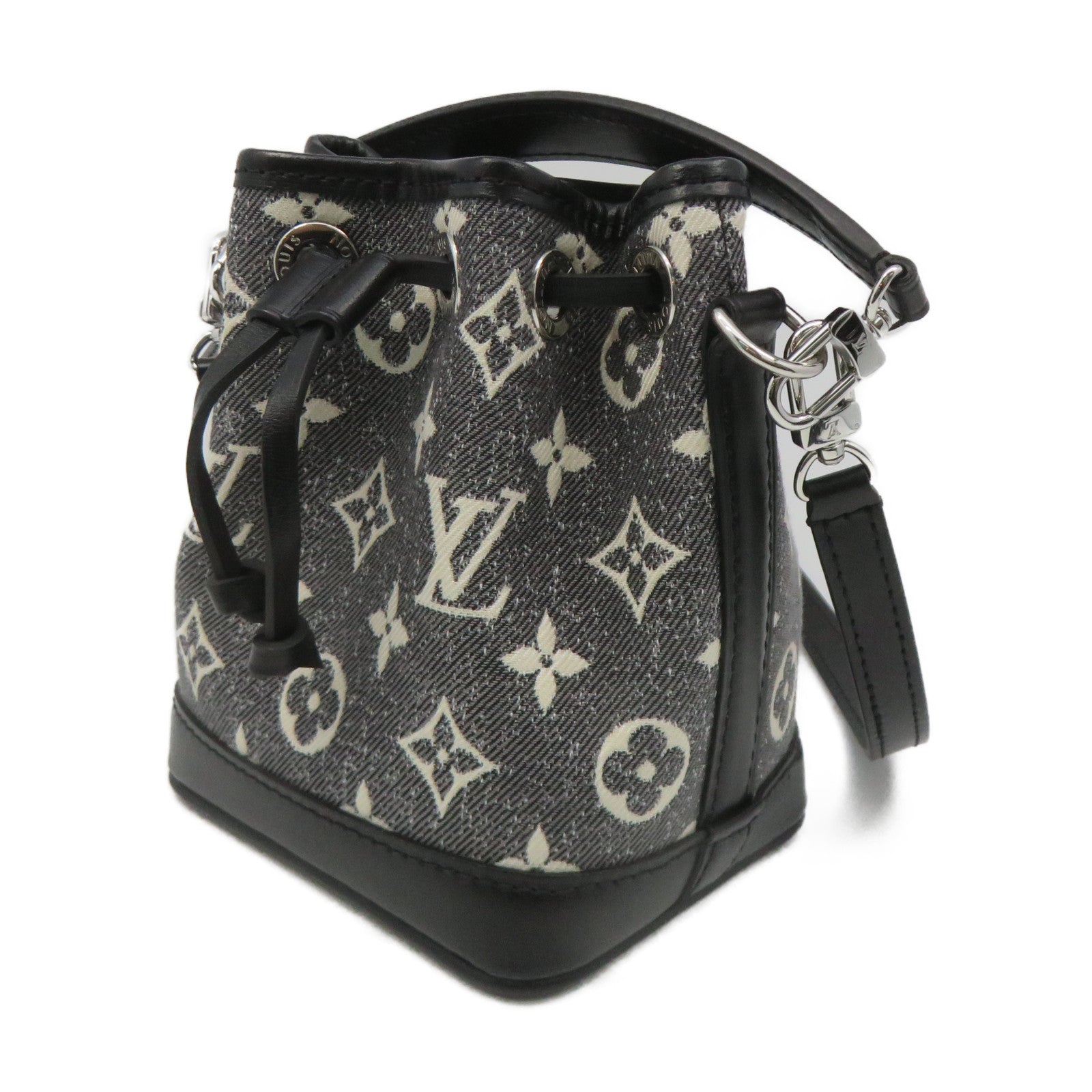 LOUIS VUITTON Monogram Jacquard Denim Nano Noe 2Way Shoulder Bag手挽肩背两用袋碳灰色