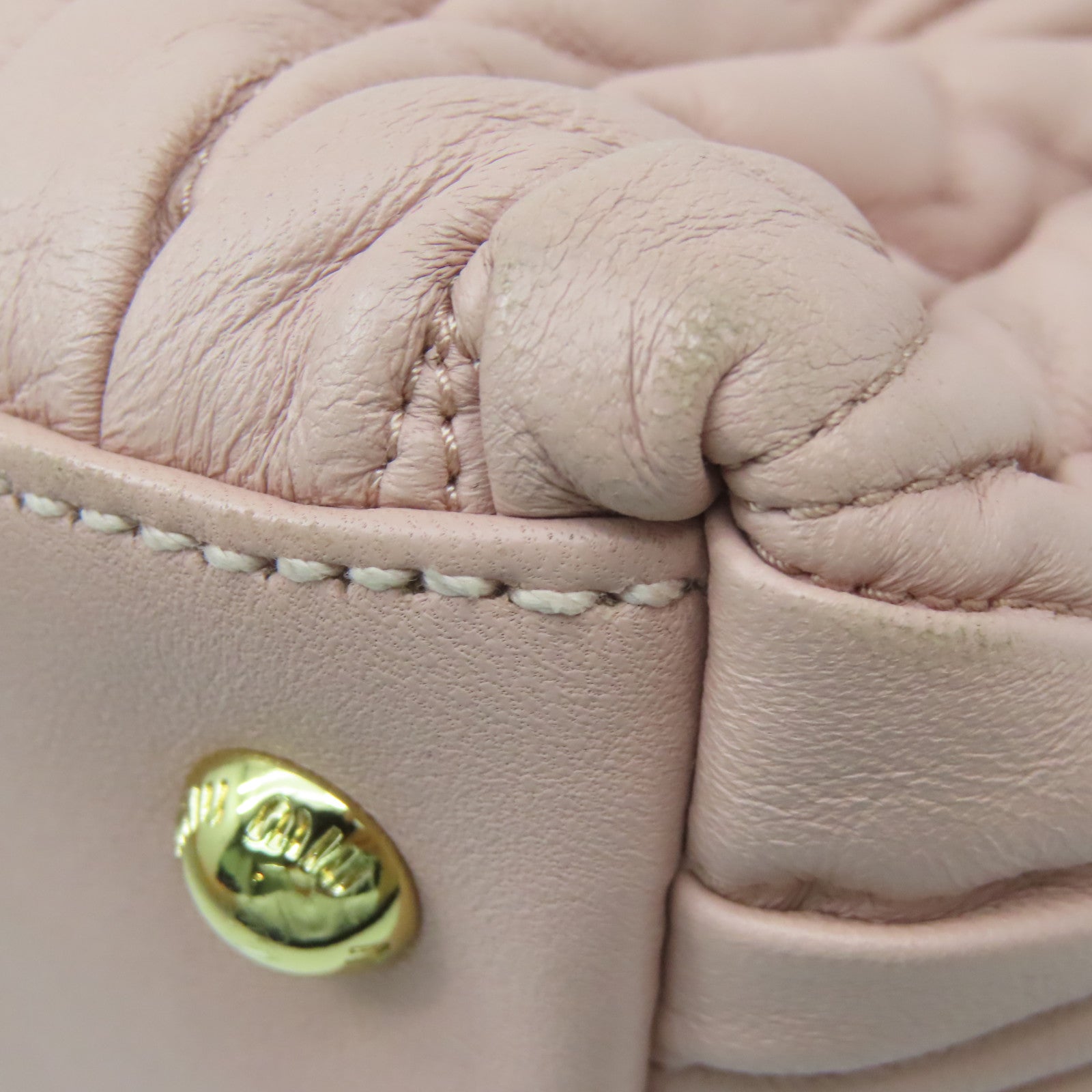 Miu Miu 牛皮皮革2 Way Shoulder金扣手挽肩背兩用袋粉紅色