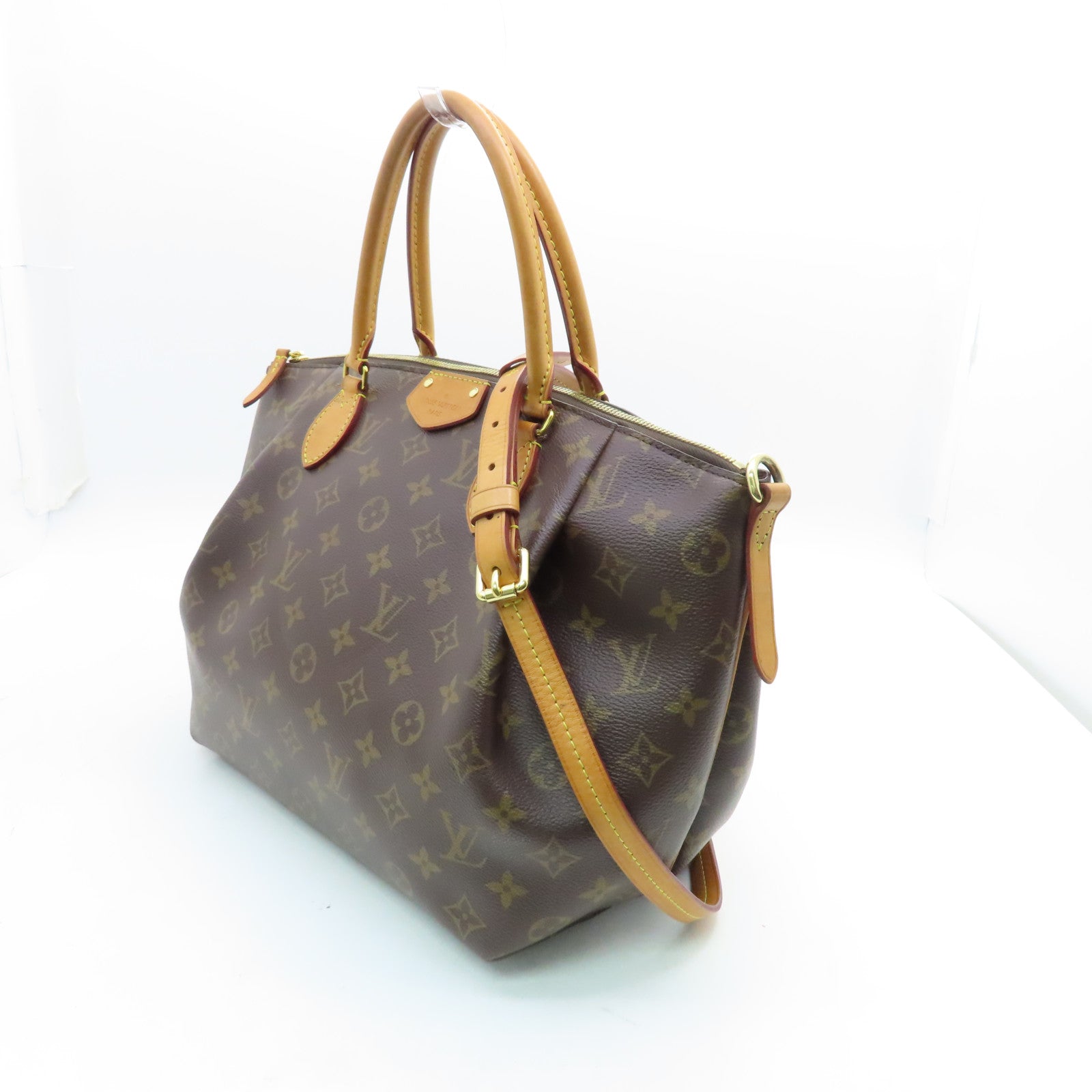 LOUIS VUITTON Monogram Turenne MM gold buckle handle shoulder bag brown