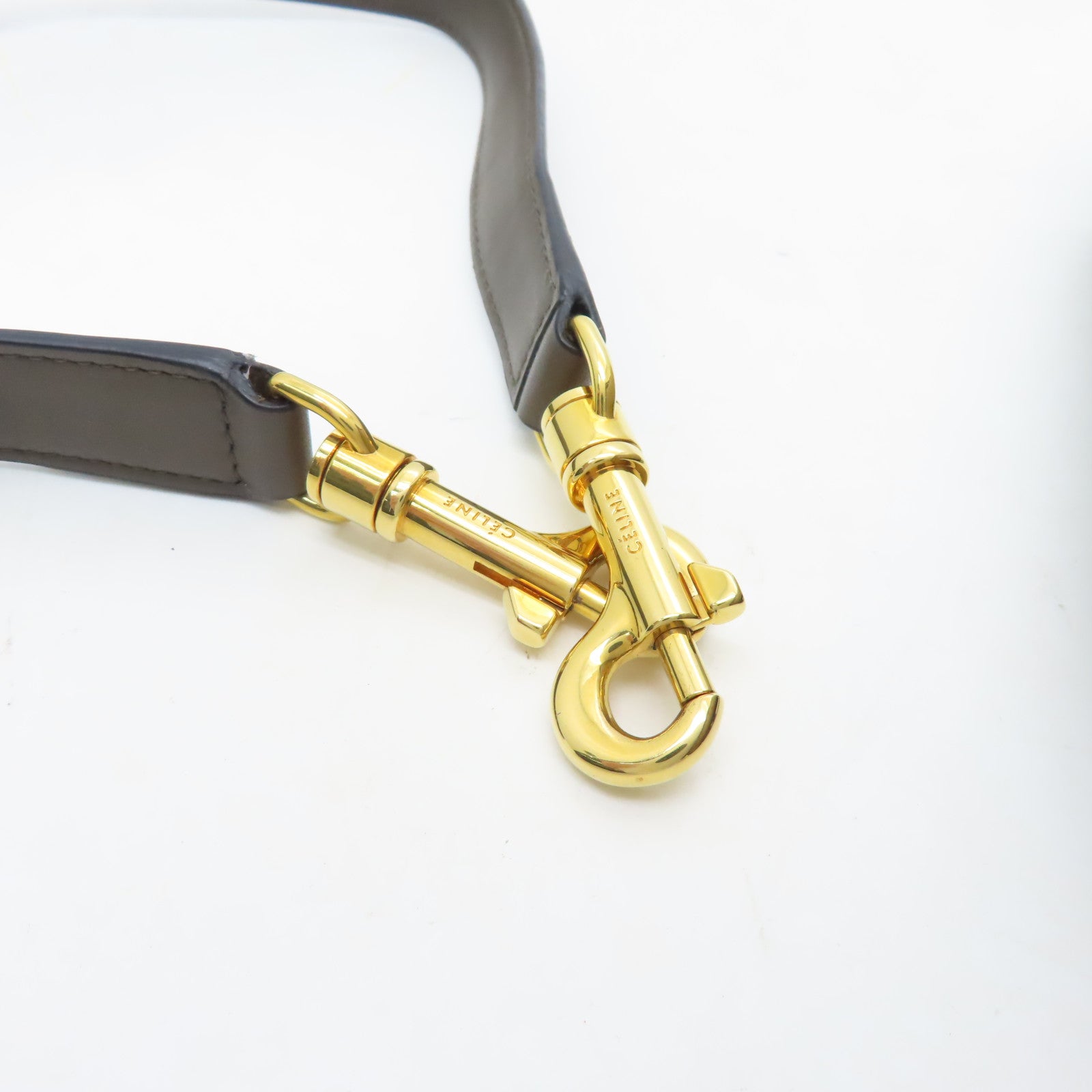 CELINE 牛皮皮革Trapeze金扣手挽肩背兩用袋灰色