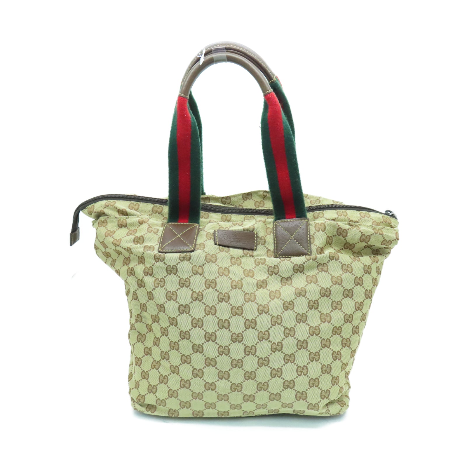 GUCCI 【激減優惠】帆布Tote Bag銀扣手挽袋棕色