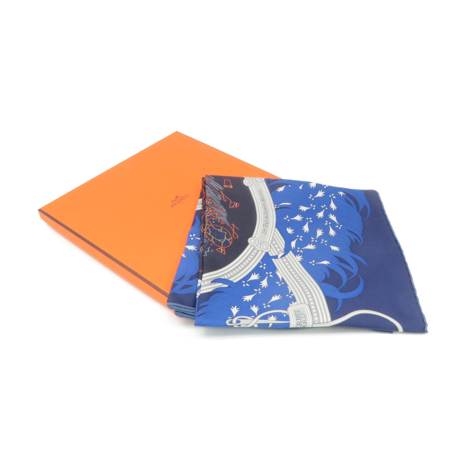 HERMES 絲質Scarf 90x90絲巾藍色/彩色