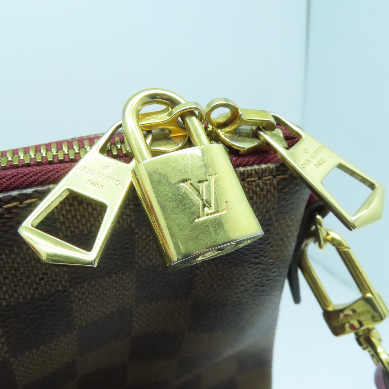 LOUIS VUITTON Damier Hyde Park金扣手挽肩背两用袋啡色紫色