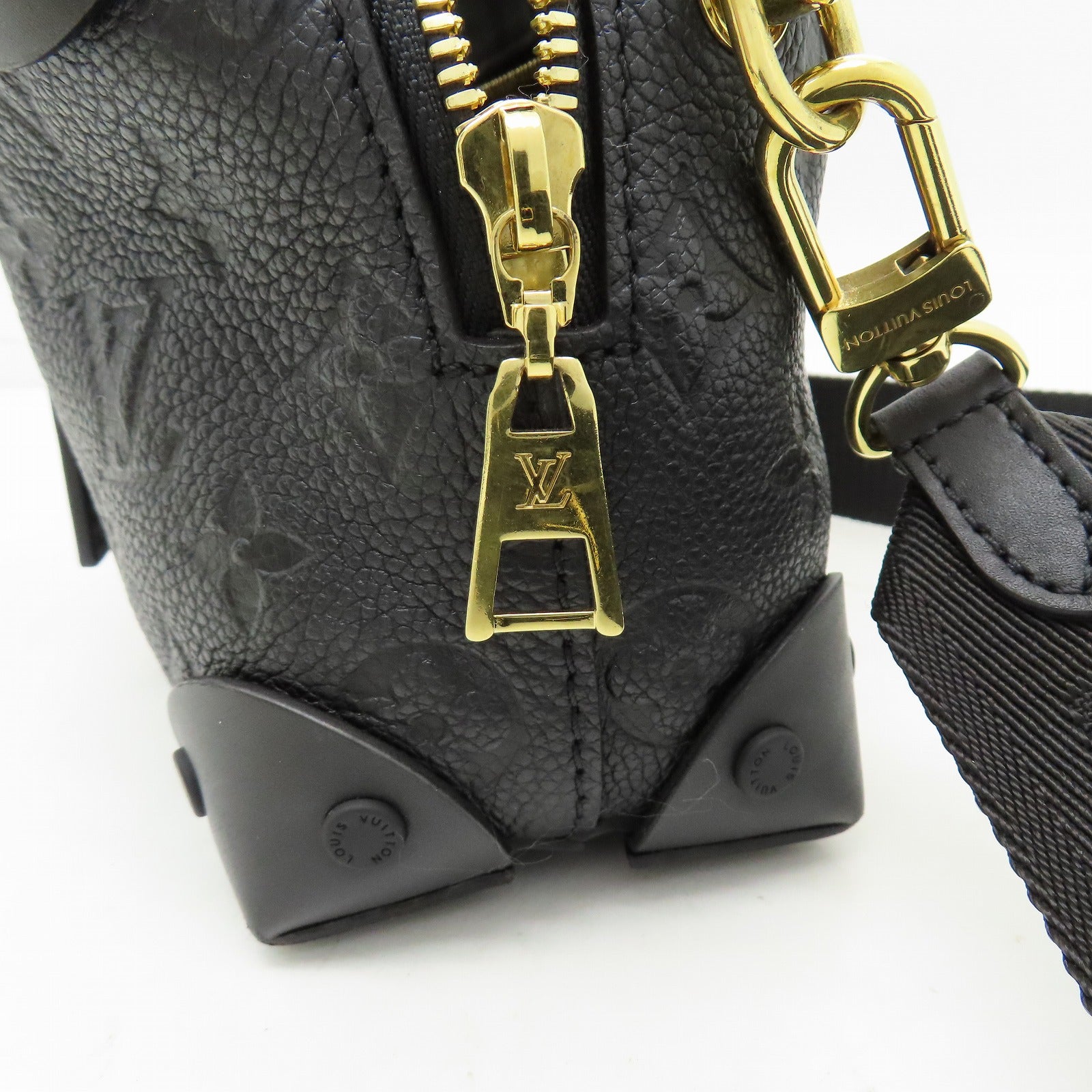 LOUIS VUITTON Monogram Empreinte Petite Malle Souple金扣手挽肩背兩用袋黑色