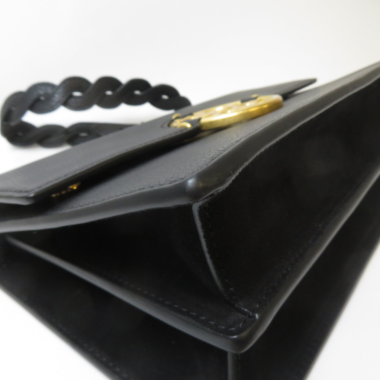 Tory Burch 牛皮皮革Logo-Plaque Leather Shoulder Bag金扣肩背袋黑色