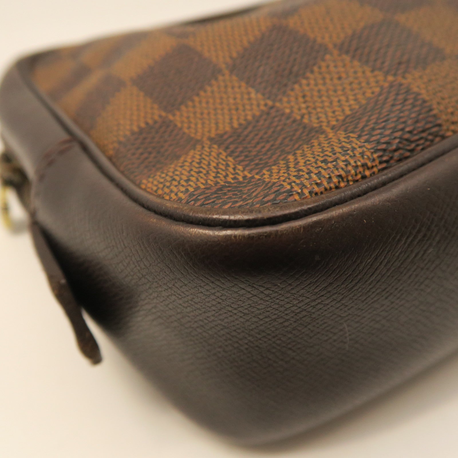 LOUIS VUITTON Damier Trousse Toilette Gold Buckle Handbag Brown
