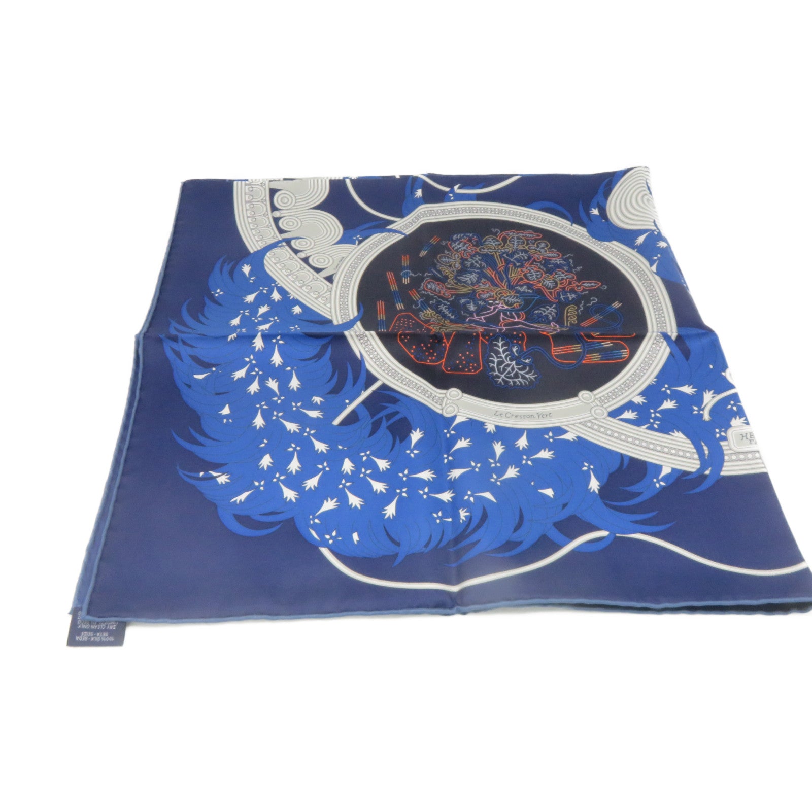 HERMES 絲質Scarf 90x90絲巾藍色/彩色