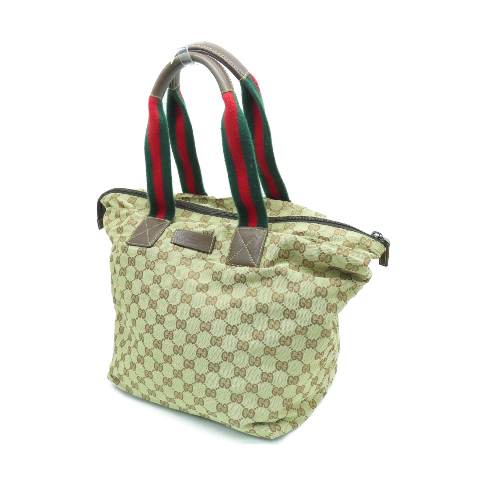 GUCCI 【激減優惠】帆布Tote Bag銀扣手挽袋棕色