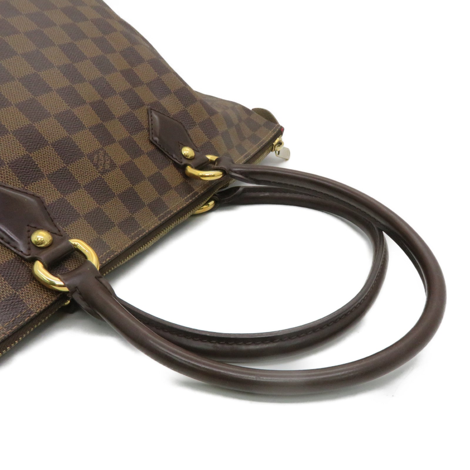 LOUIS VUITTON Damier Saleya MM金扣肩背袋啡色