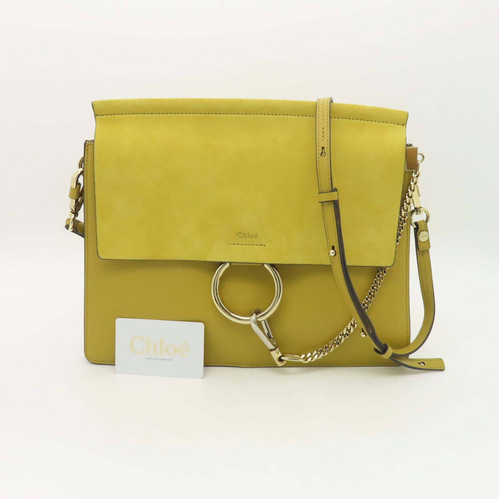 Chloe 牛皮皮革Shoulder Bag金扣肩背袋黃色