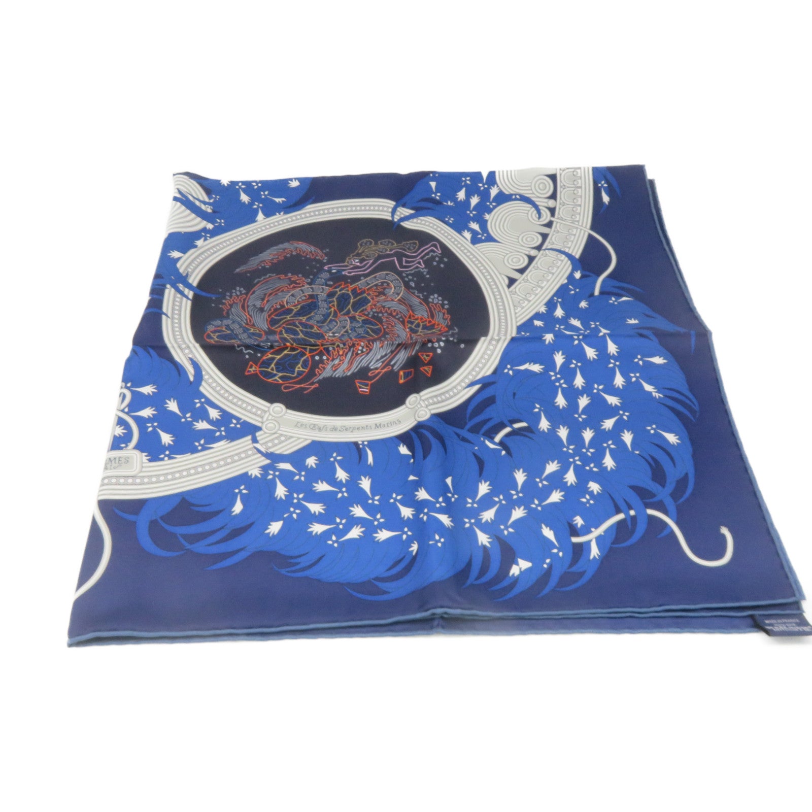 HERMES 絲質Scarf 90x90絲巾藍色/彩色
