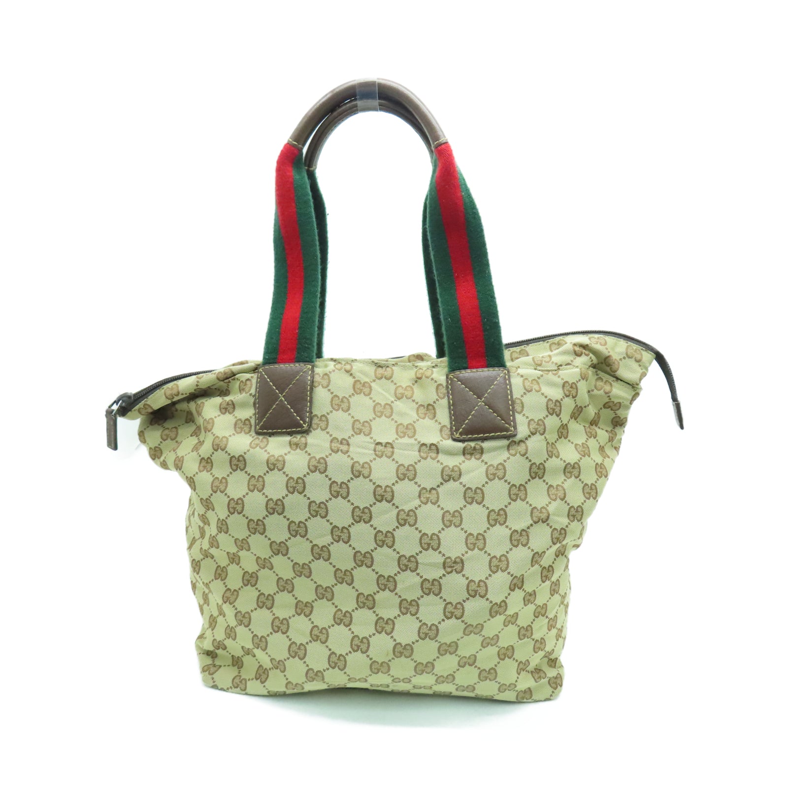 GUCCI 【激減優惠】帆布Tote Bag銀扣手挽袋棕色