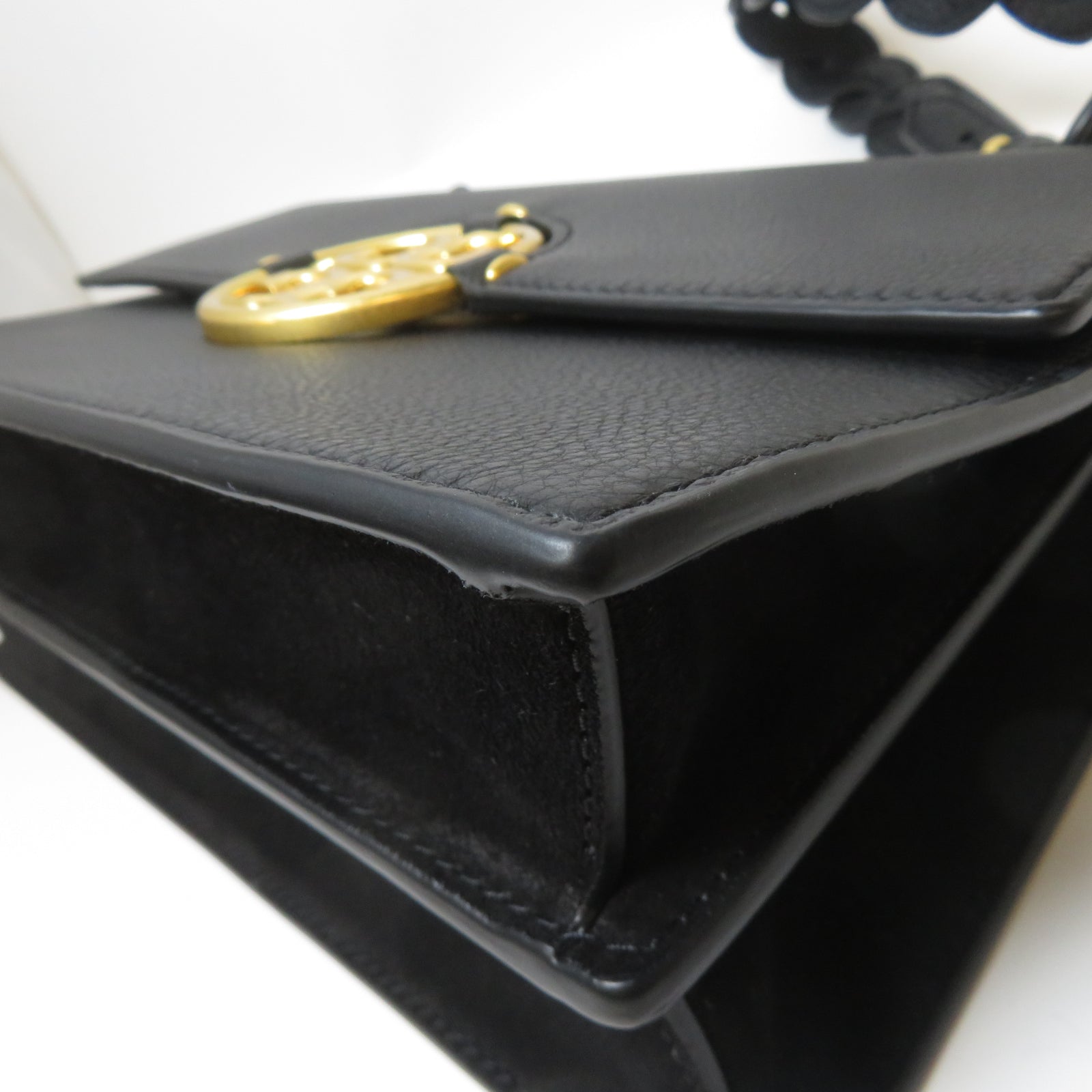 Tory Burch 牛皮皮革Logo-Plaque Leather Shoulder Bag金扣肩背袋黑色
