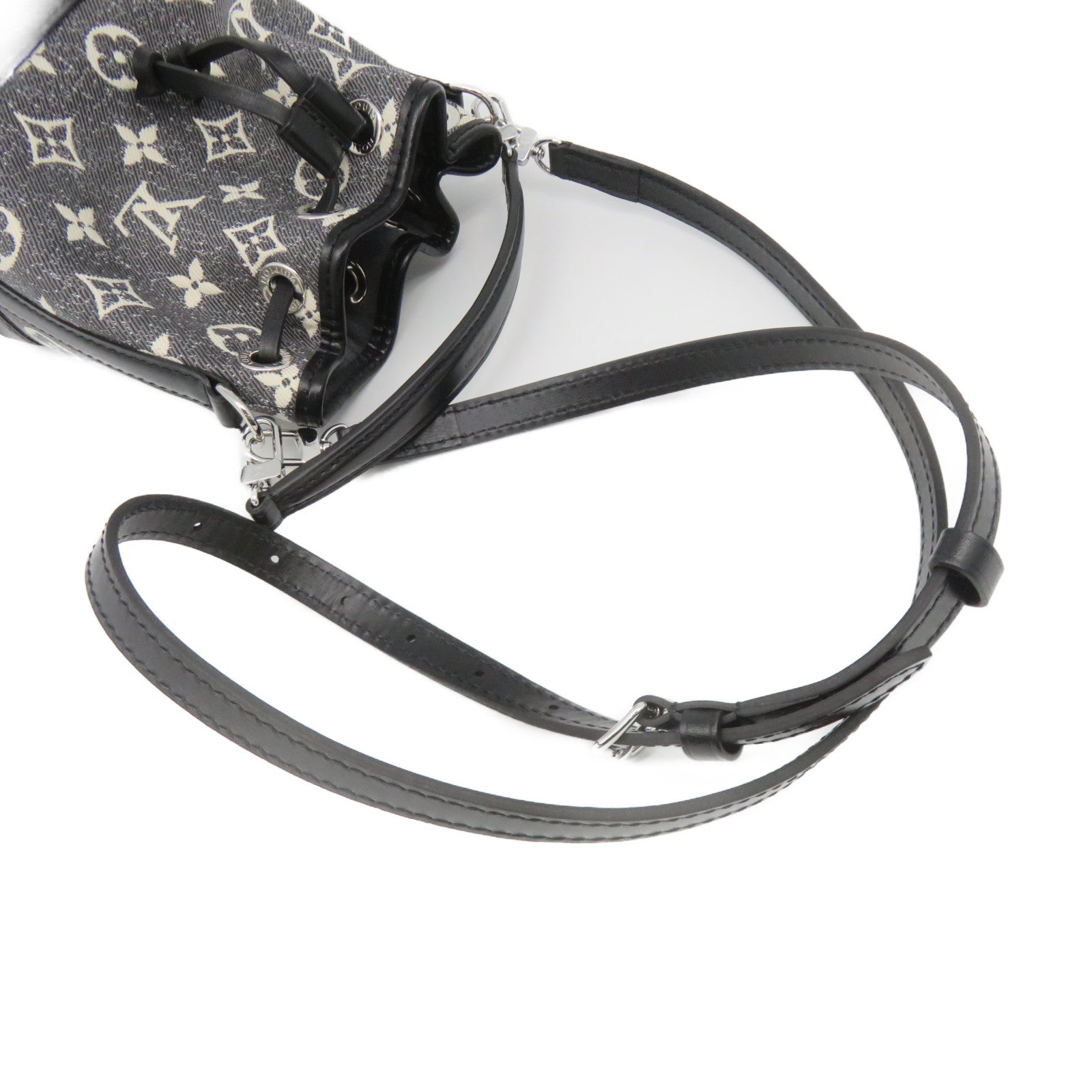 LOUIS VUITTON Monogram Jacquard Denim Nano Noe 2Way Shoulder Bag手挽肩背两用袋碳灰色