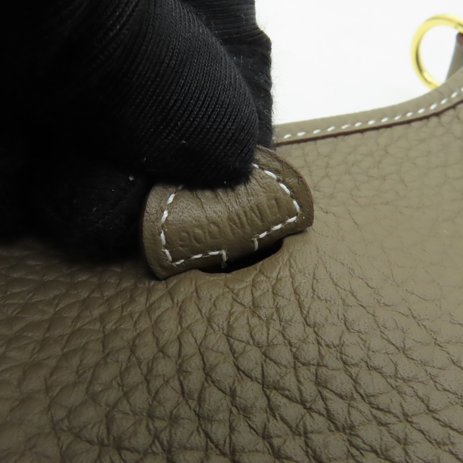 HERMES Clemence皮革Evelyne TPM金扣肩背袋棕色