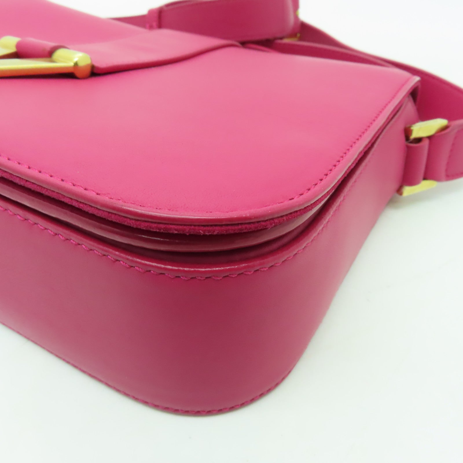 SAINT LAURENT 牛皮皮革Classic Y金扣肩背袋粉紅色