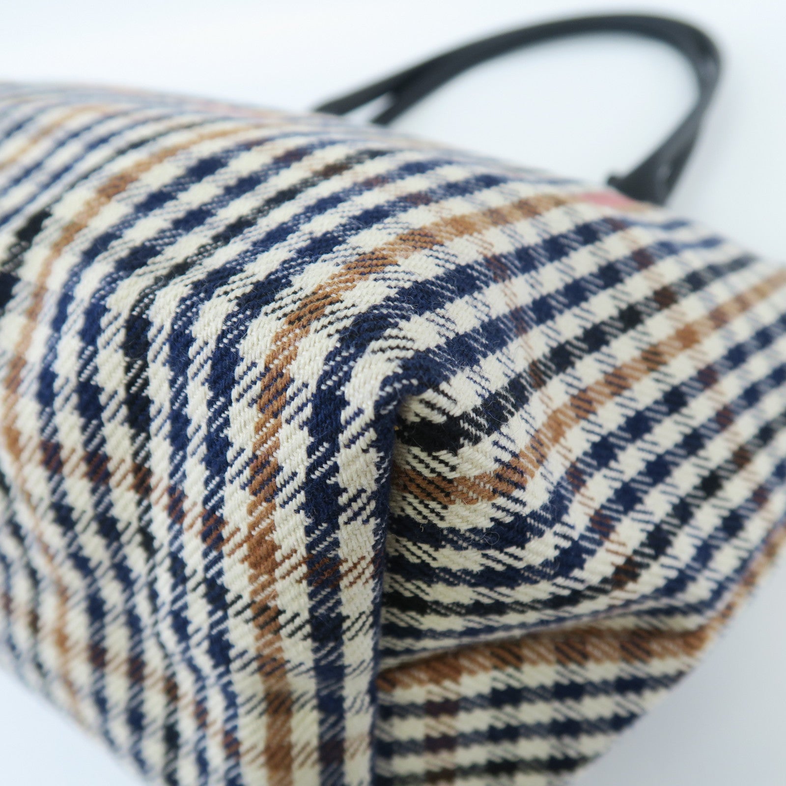 Longchamp 棉質Shoulder Bag銀扣肩背袋藍色/米色