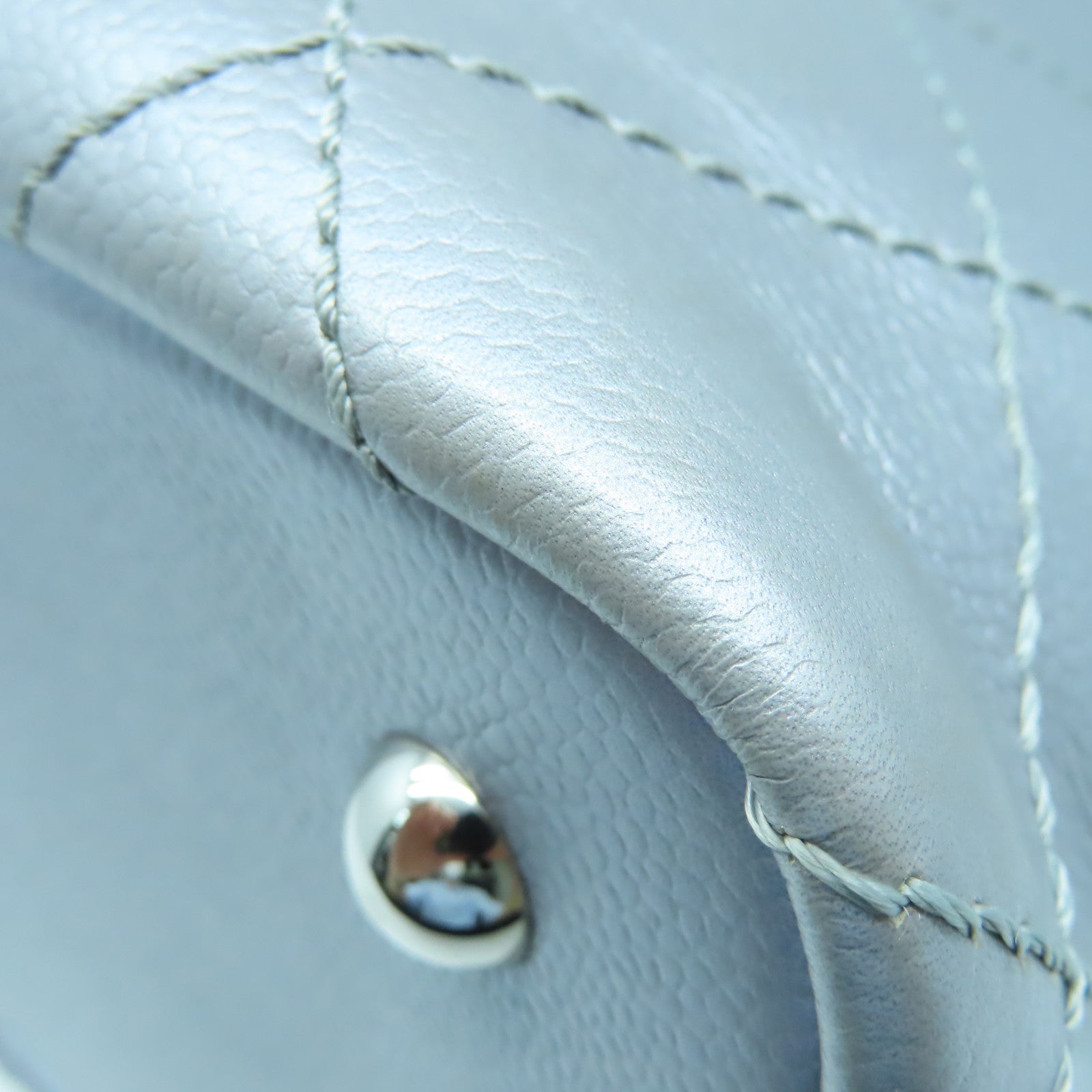 CHANEL 【激減優惠】菱格Caviar皮革Tote Bag銀扣手挽袋銀色