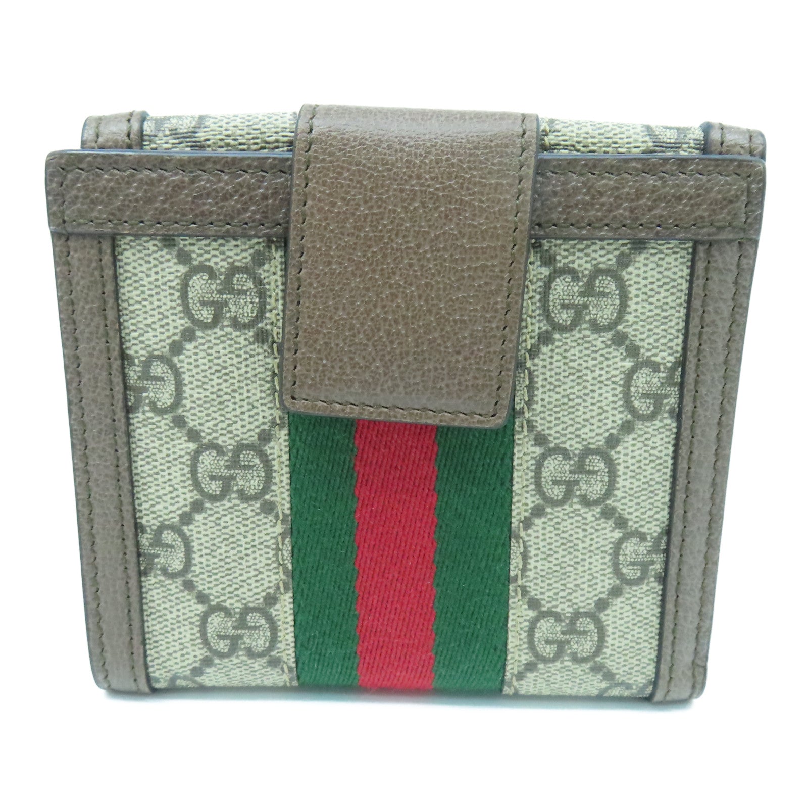 GUCCI 塗層帆布Ophdia GG Supreme金扣錢包棕色