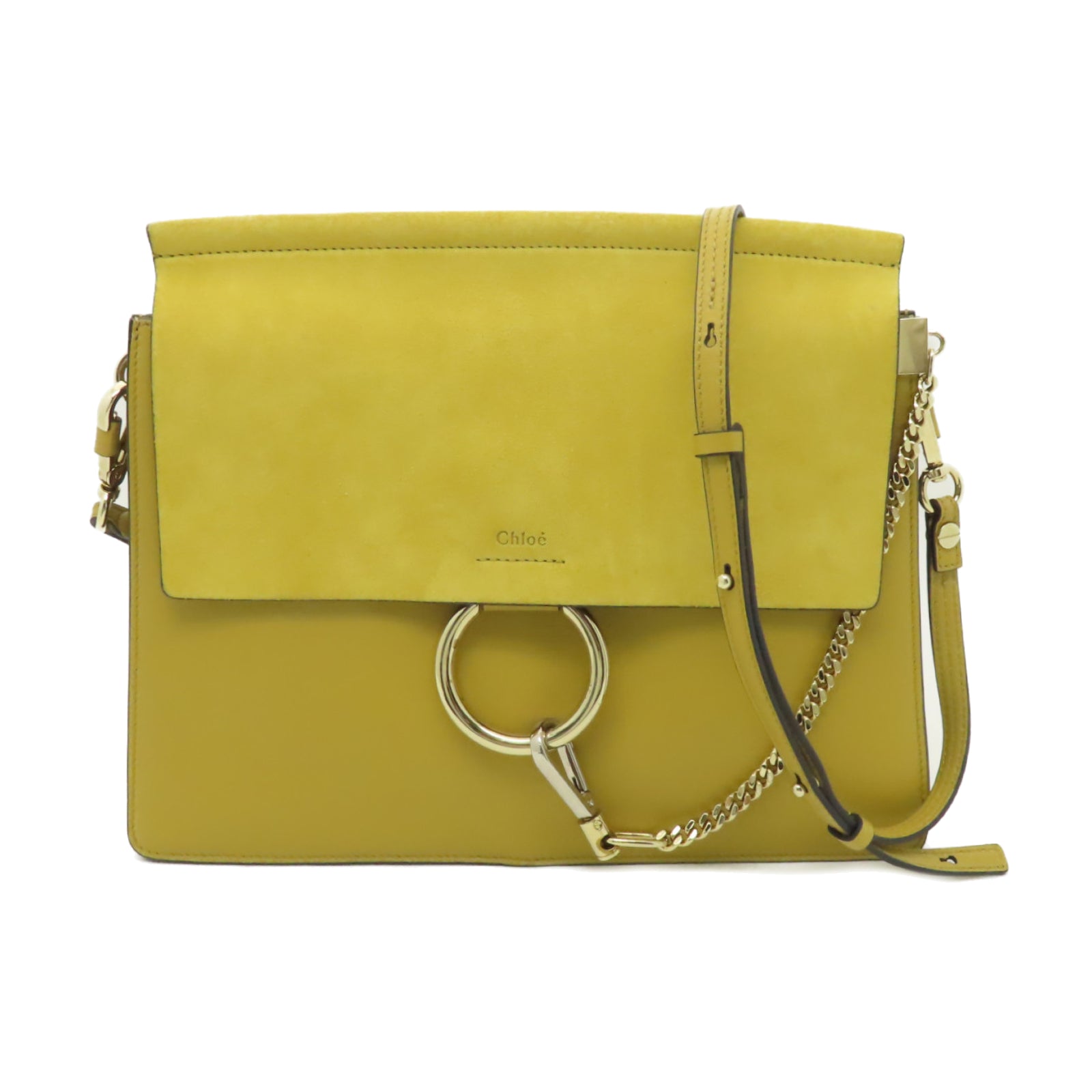 Chloe 牛皮皮革Shoulder Bag金扣肩背袋黃色