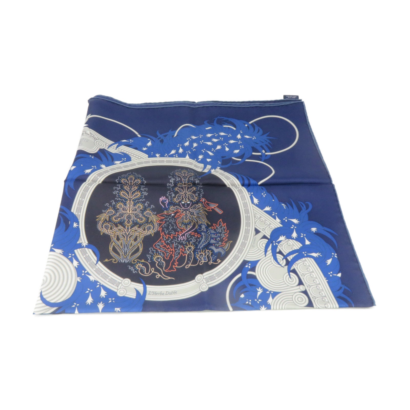 HERMES 絲質Scarf 90x90絲巾藍色/彩色