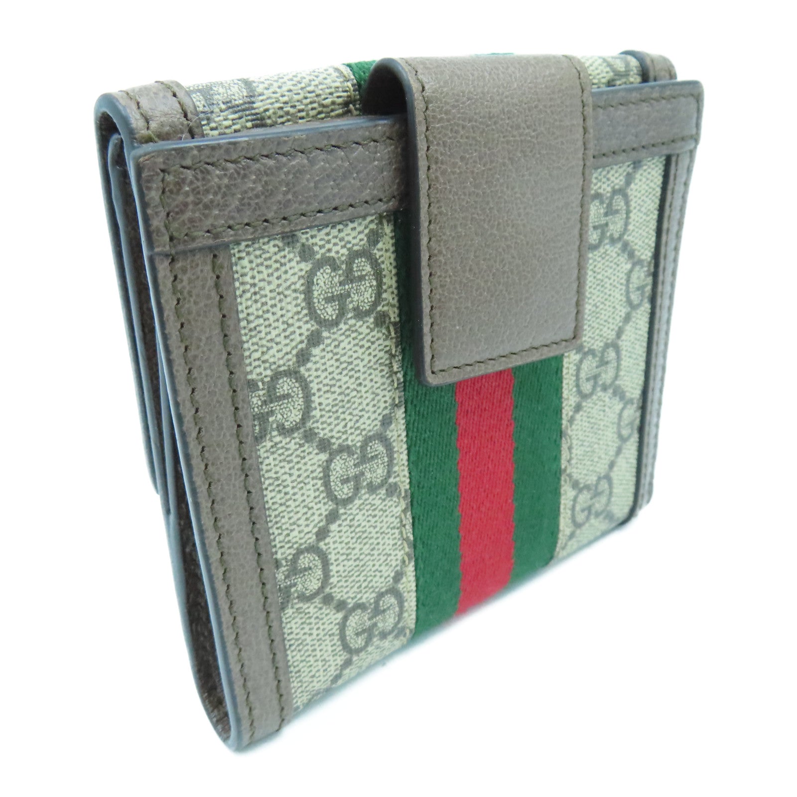 GUCCI 塗層帆布Ophdia GG Supreme金扣錢包棕色