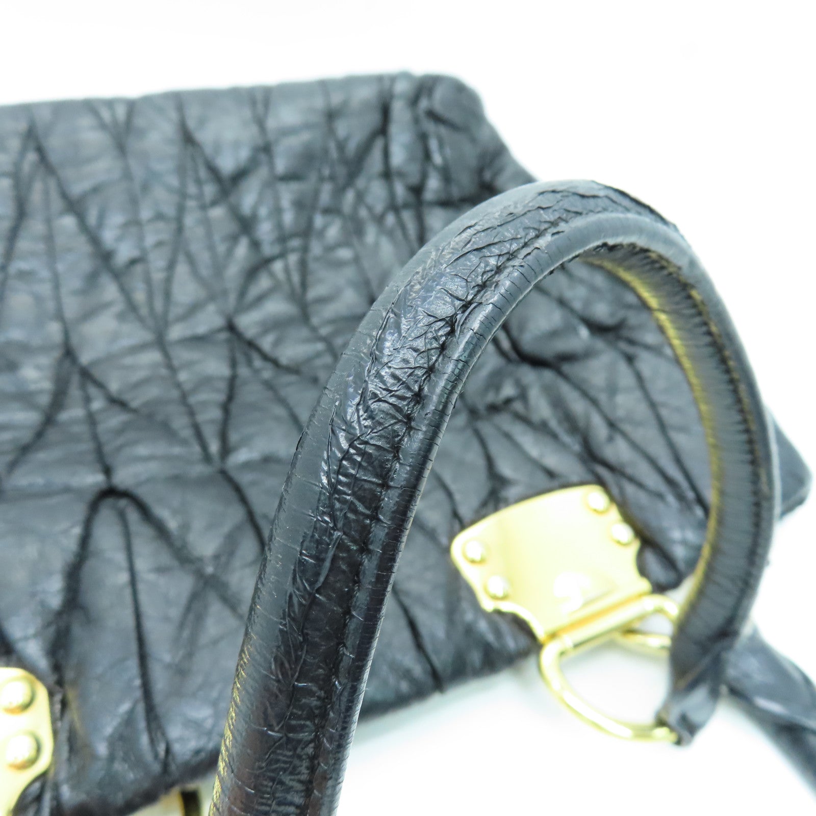 Miu Miu 皮革Handbag金扣手挽袋黑色