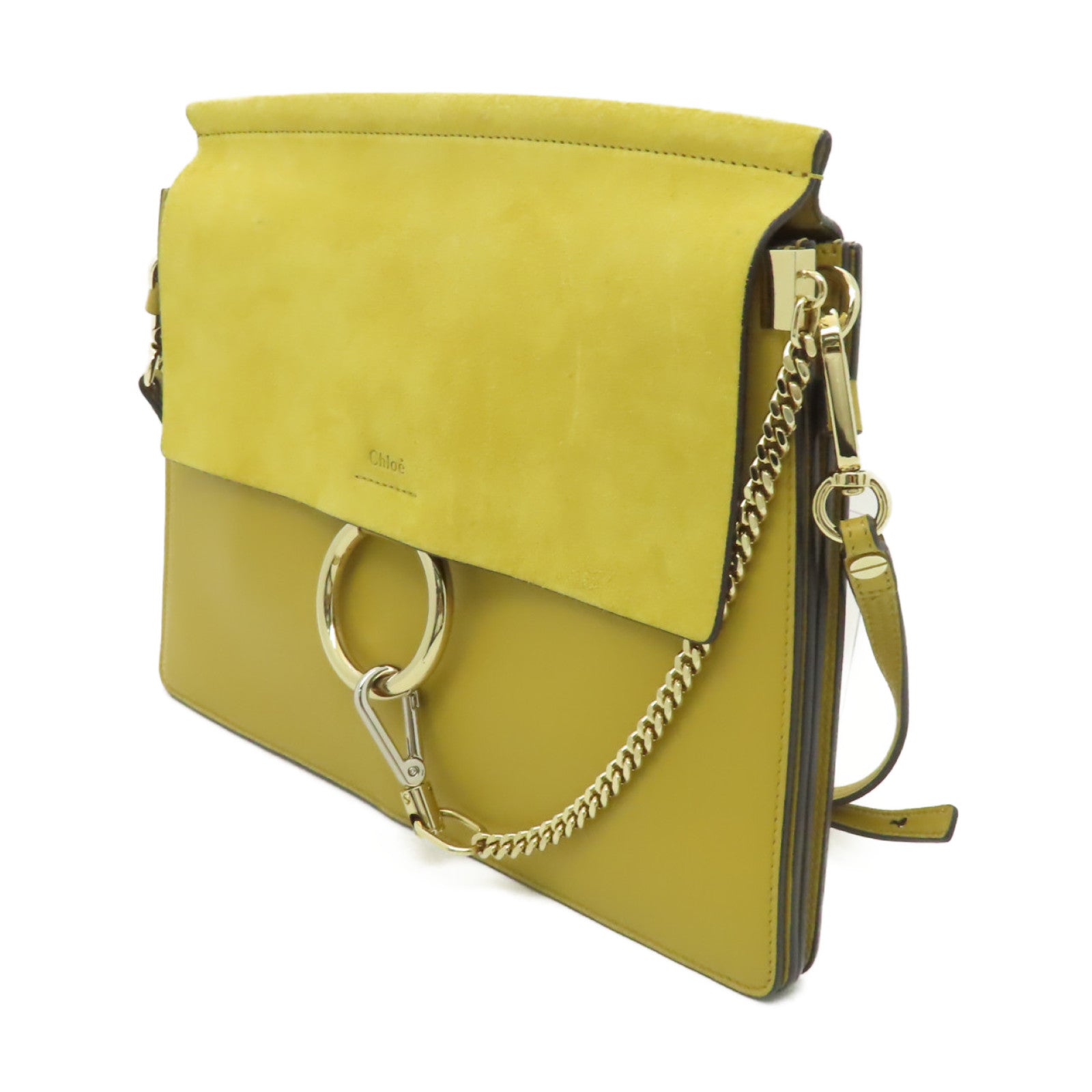 Chloe 牛皮皮革Shoulder Bag金扣肩背袋黃色