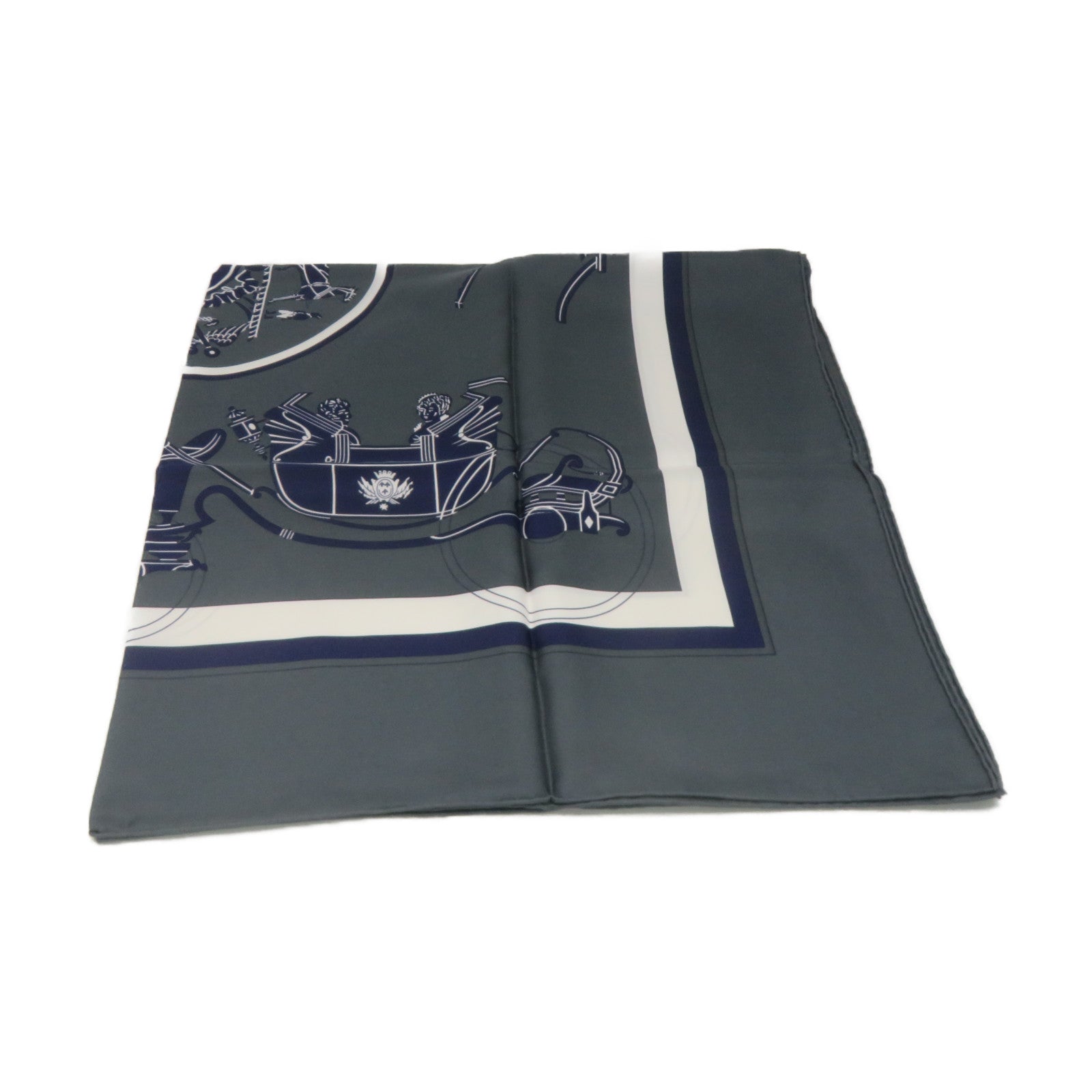 HERMES 絲質Scarf 90x90絲巾灰色/藍色/白色