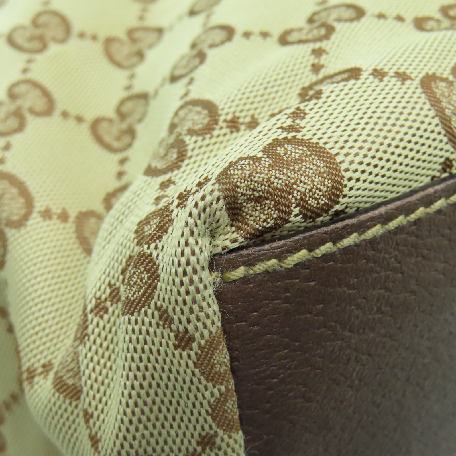 GUCCI 【激減優惠】帆布Tote Bag銀扣手挽袋棕色