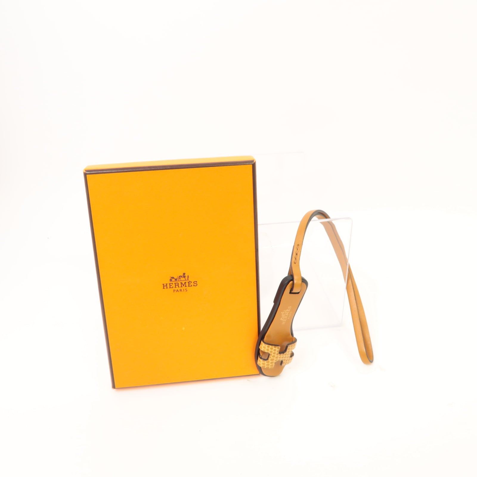 HERMES 蜥蝪皮革Oran Charm掛飾啡色