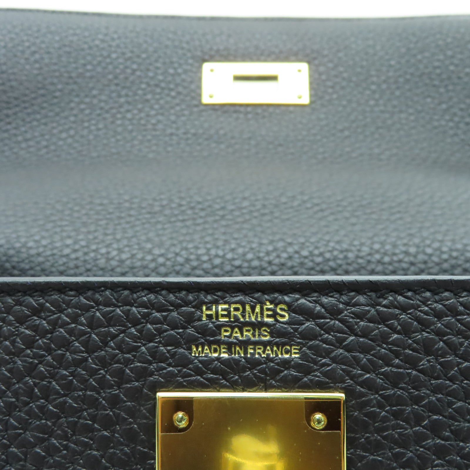 HERMES Togo皮革Kelly 28金扣手挽肩背兩用袋黑色