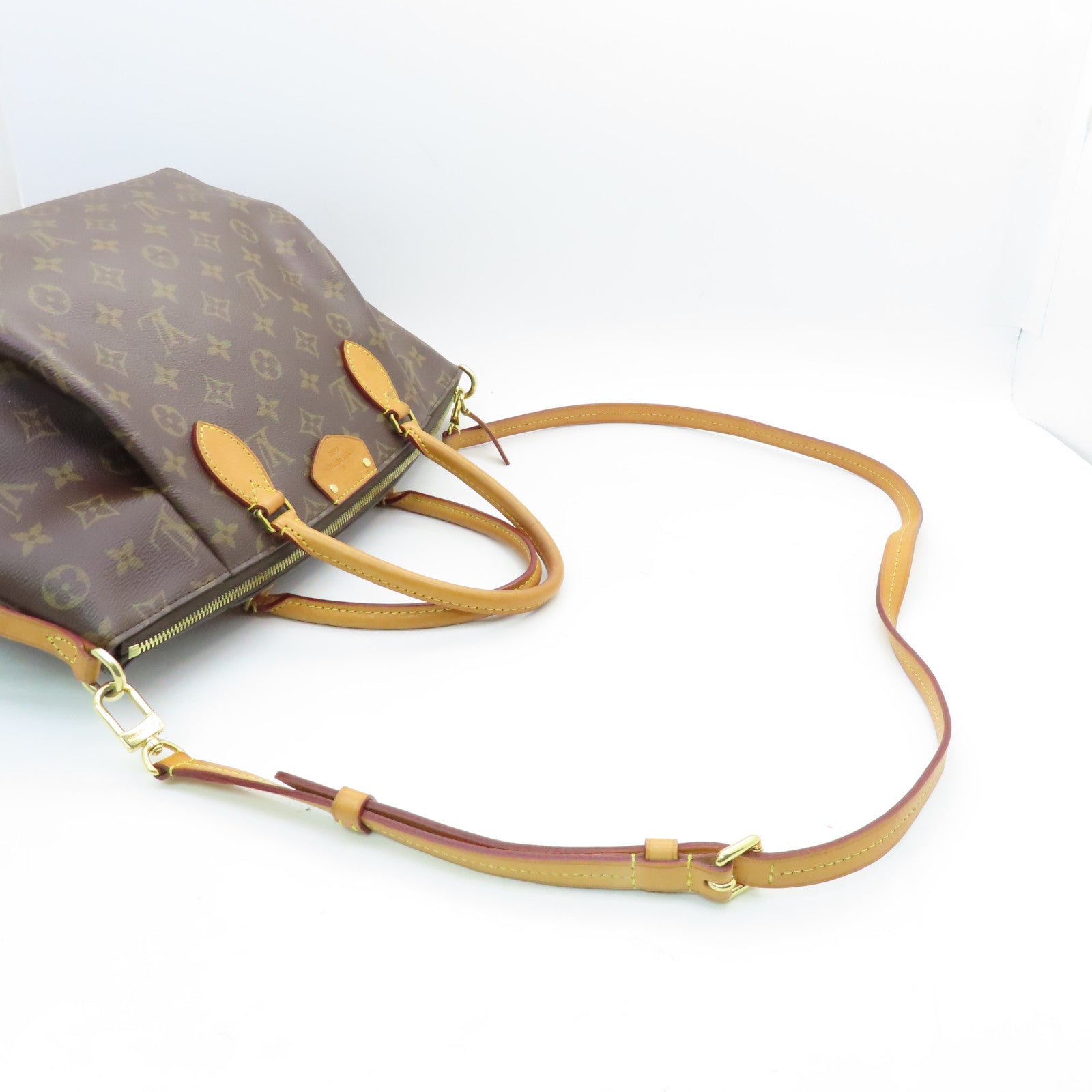 LOUIS VUITTON Monogram Turenne MM gold buckle handle shoulder bag brown