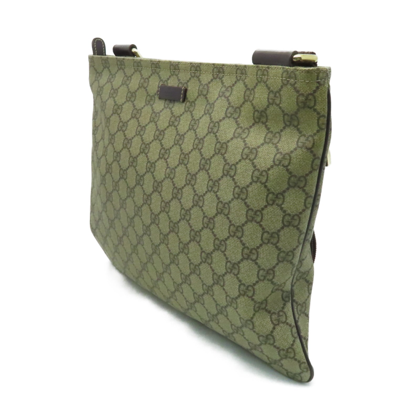 GUCCI 塗層帆布Shoulder Bag金扣肩背袋棕色
