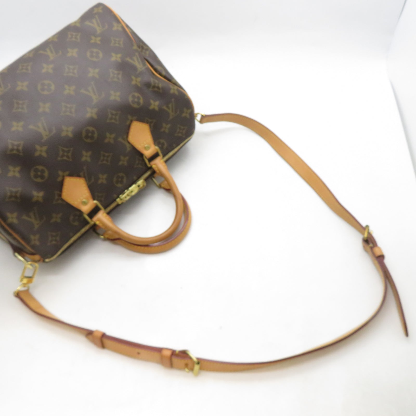 LOUIS VUITTON Monogram Speedy Bandouliere 30金扣手挽肩背兩用袋啡色