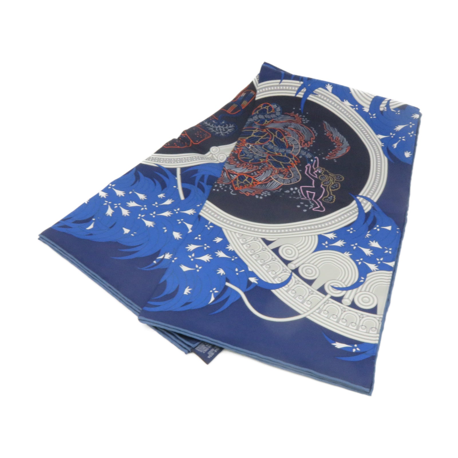 HERMES 絲質Scarf 90x90絲巾藍色/彩色