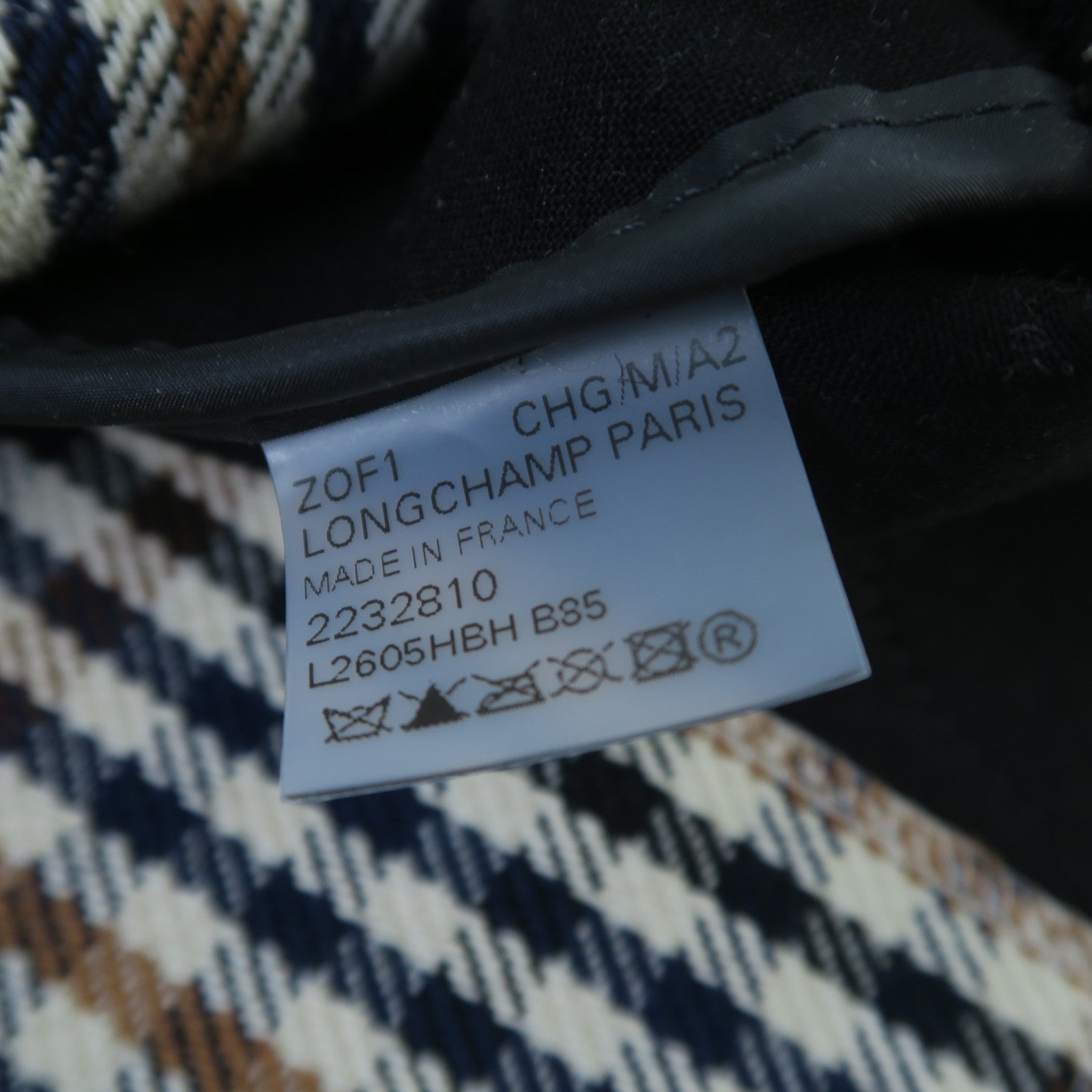 Longchamp 棉質Shoulder Bag銀扣肩背袋藍色/米色