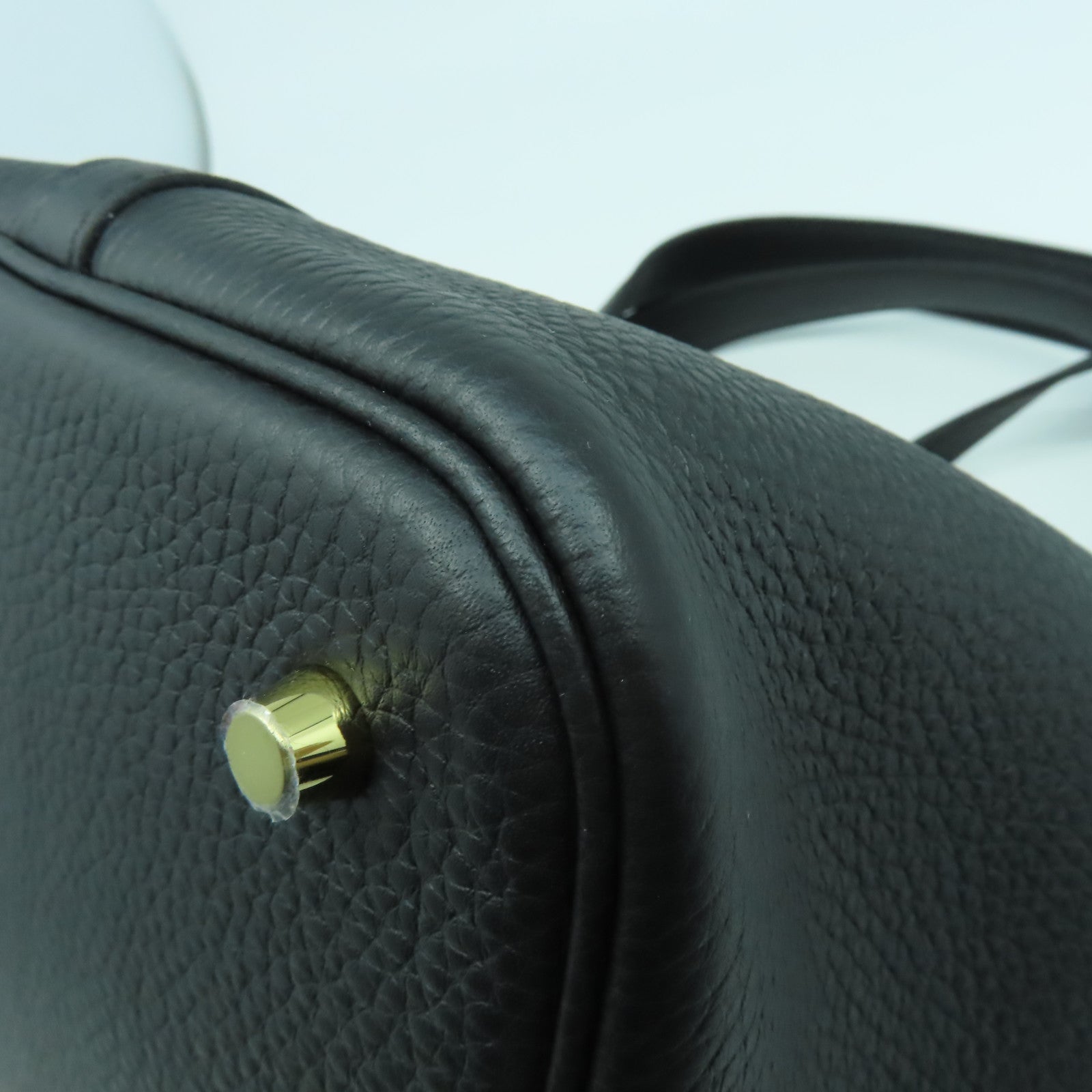 HERMES Clemence皮革Picotin MM金扣手挽袋黑色