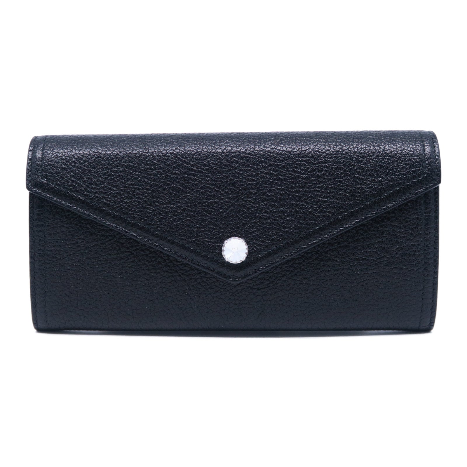 Miu Miu 牛皮皮革Long Wallet銀扣長錢包黑色