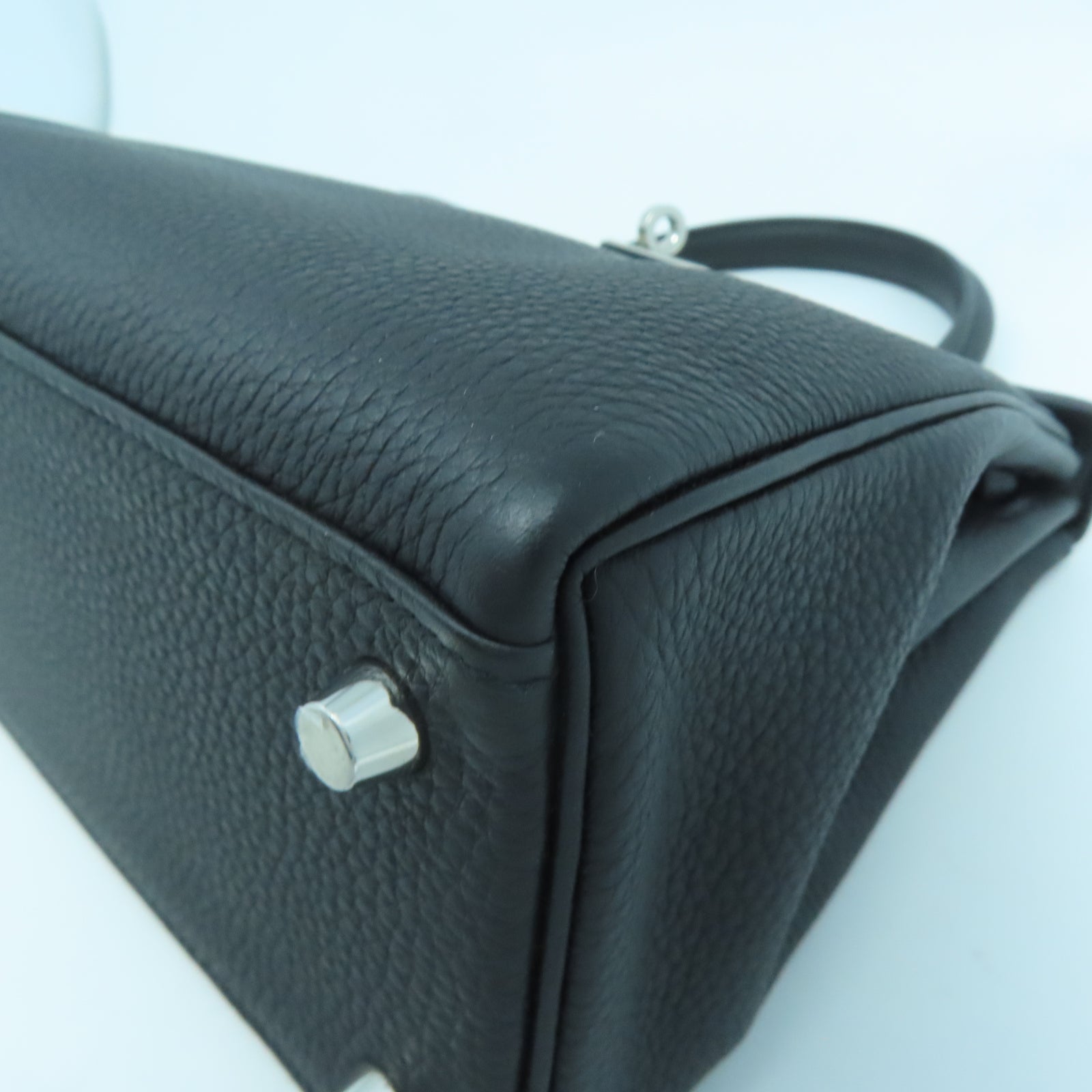 HERMES 【激減優惠】Clemence皮革Kelly 25銀扣手挽肩背兩用袋黑色